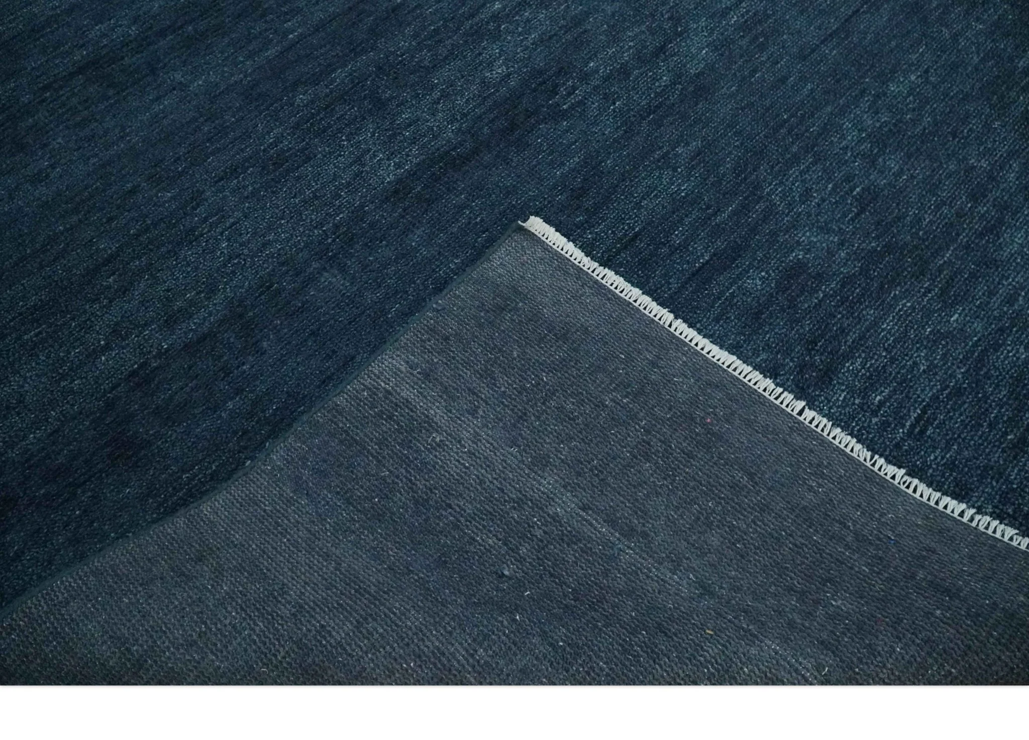 Custom Made Midnight blue Solid Hand knotted Modern wool Area Rug - Image 6