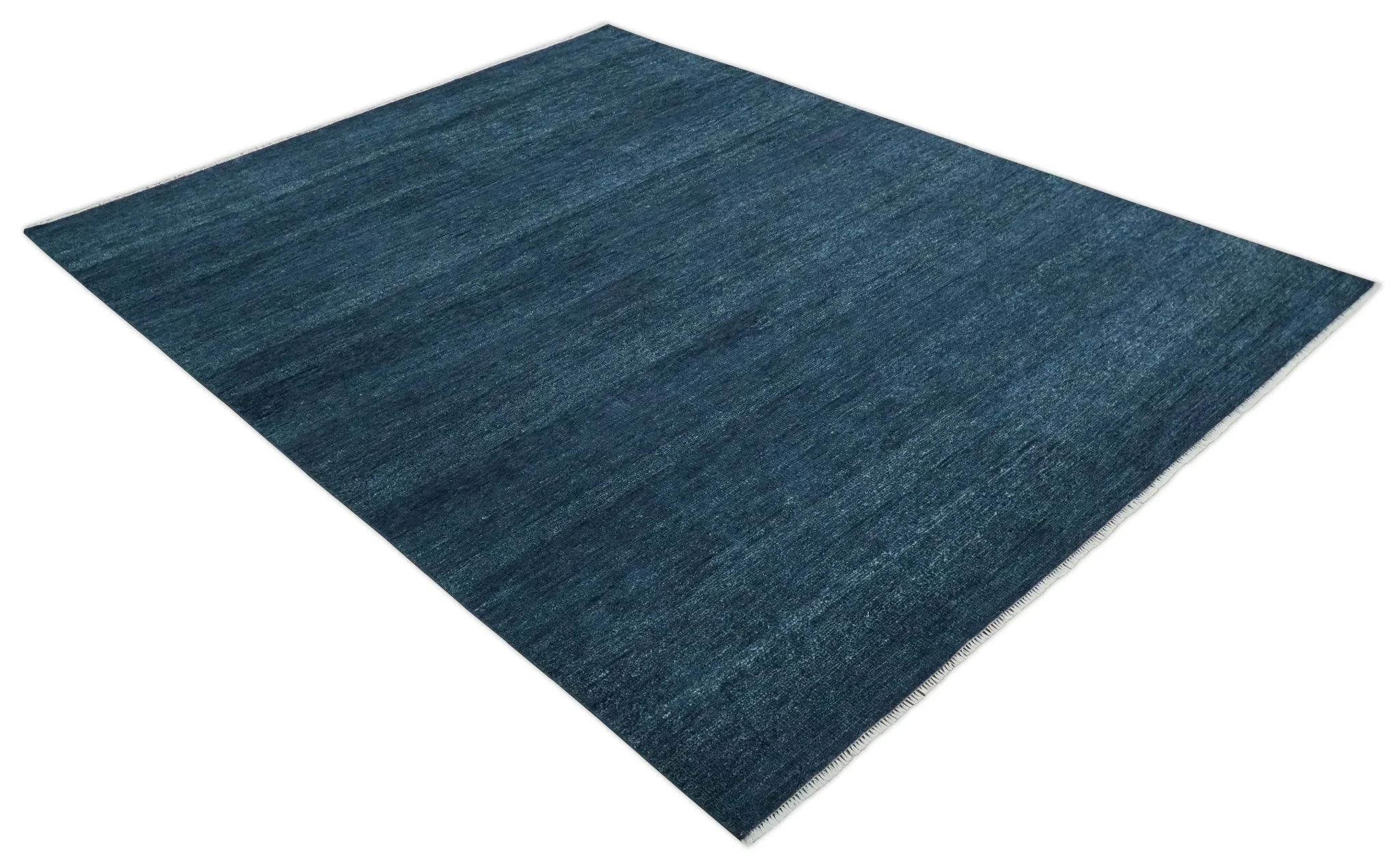 Solid Midnight Blue Hand knotted Modern 8x10 wool Area Rug - Image 10