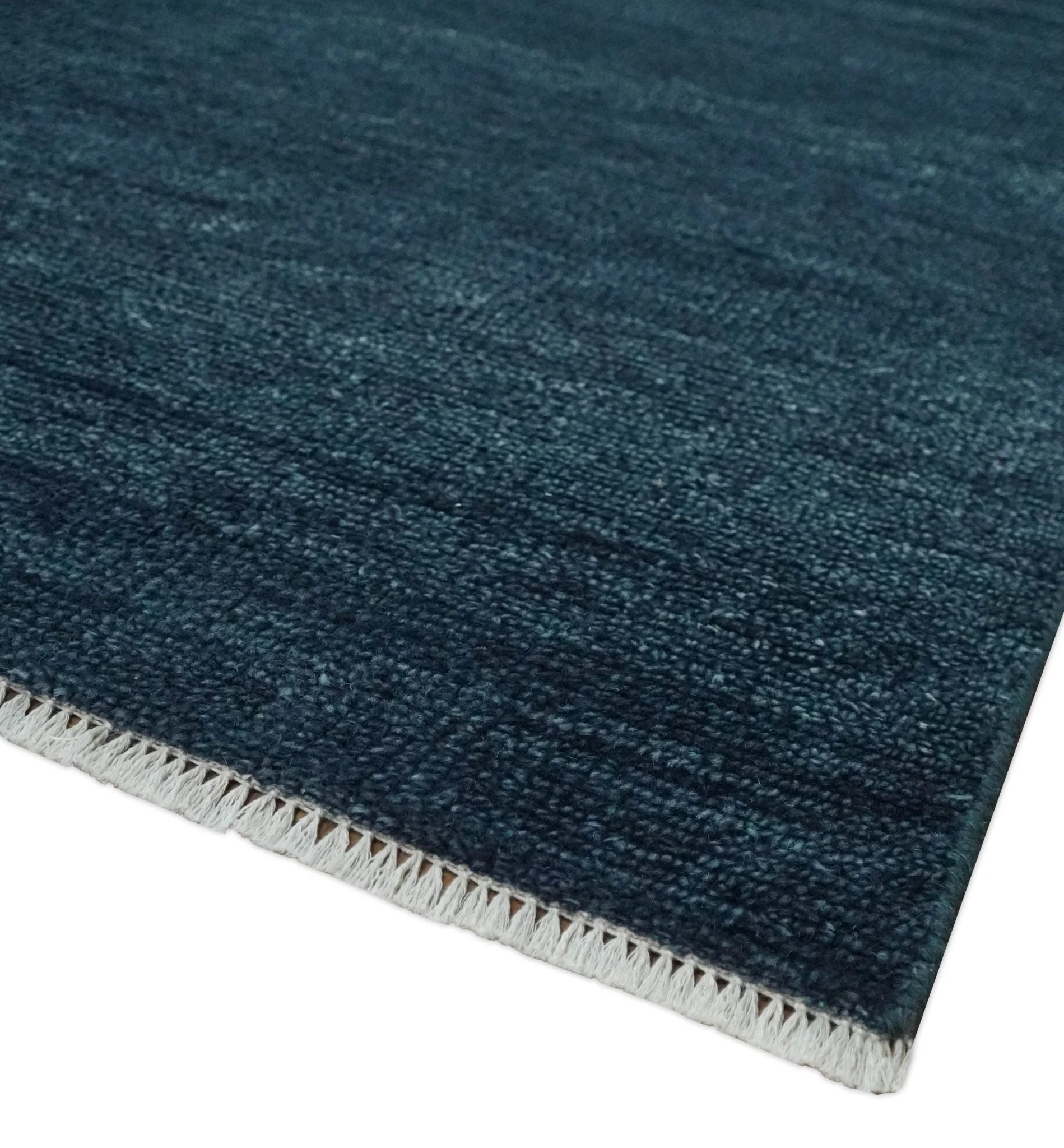 Solid Midnight Blue Hand knotted Modern 8x10 wool Area Rug - Image 5