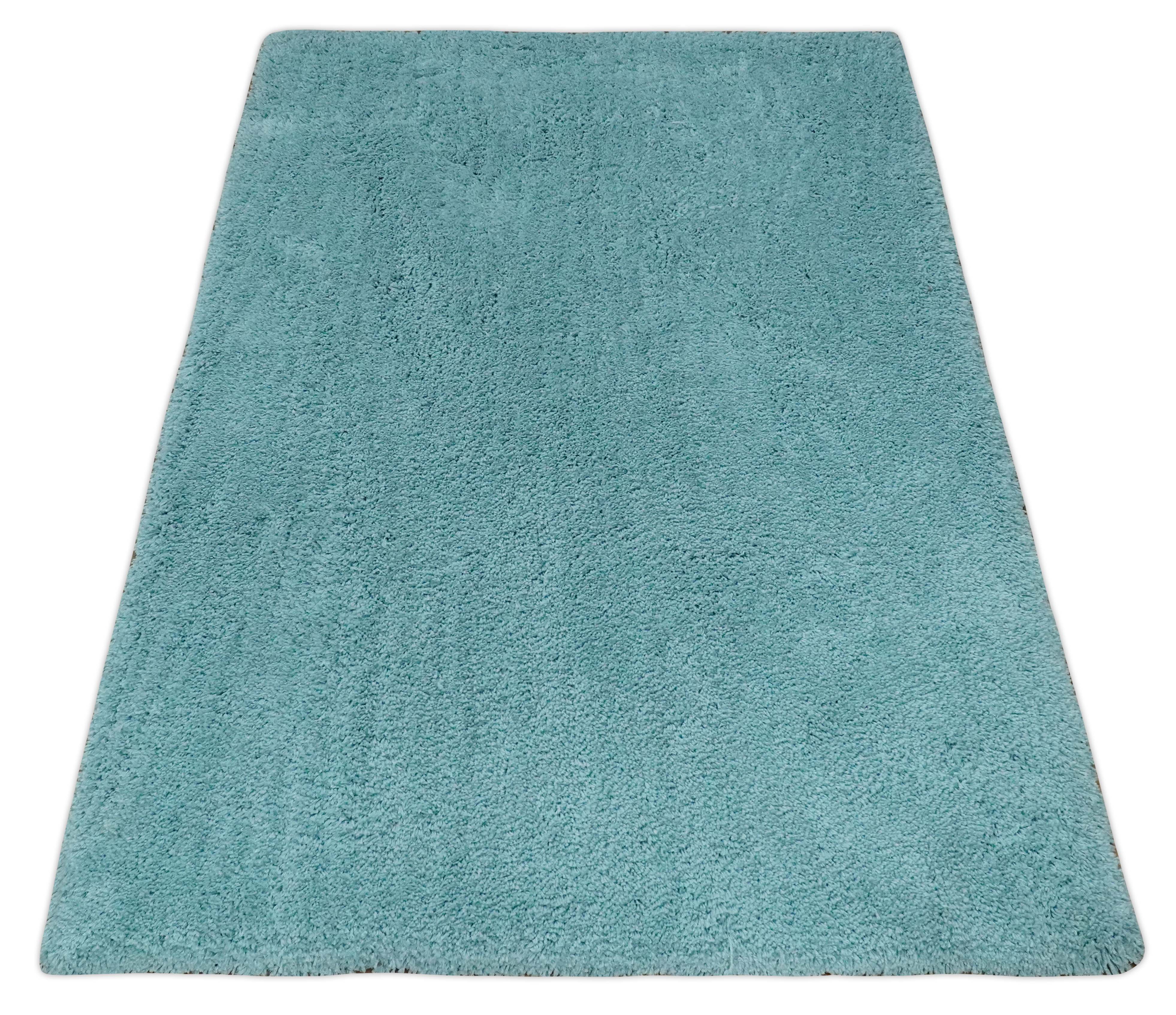 Solid Plush and Soft 3x5, 4x6 and 5x7 Hand Woven Shag Teal Area Rug - Image 10