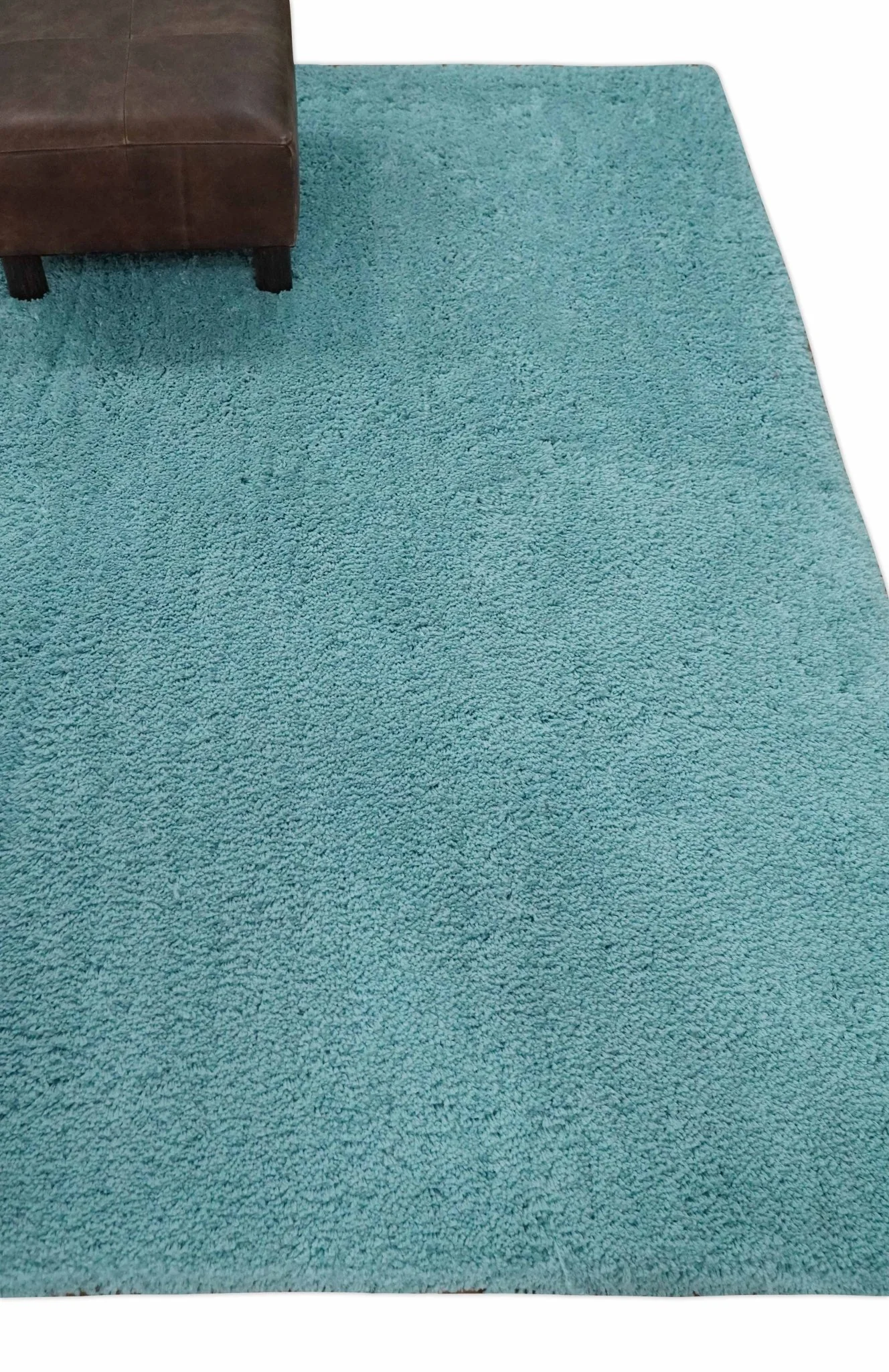 Solid Plush and Soft 3x5, 4x6 and 5x7 Hand Woven Shag Teal Area Rug - Image 3