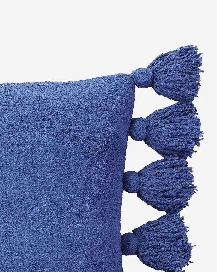 Solid Sahara Tan, Off White, Navy and Black 20x20 Inches Pom Pom Throw Pillow - Image 13