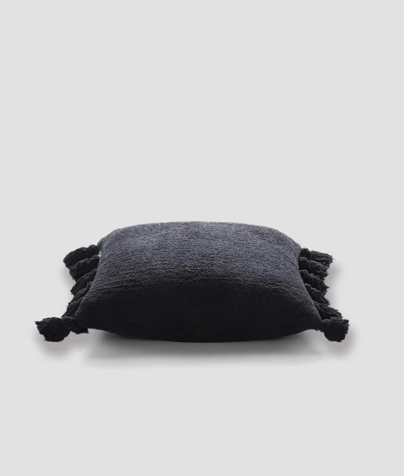 Solid Sahara Tan, Off White, Navy and Black 20x20 Inches Pom Pom Throw Pillow - Image 18
