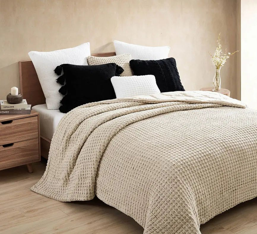 Solid Sahara Tan, Off White, Navy and Black 20x20 Inches Pom Pom Throw Pillow - Image 20