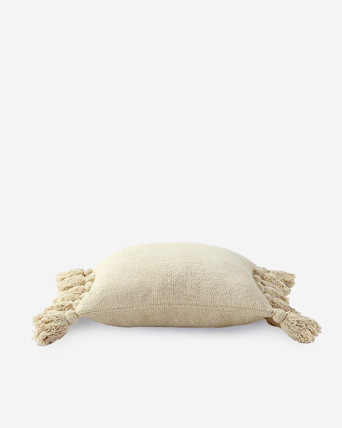 Solid Sahara Tan, Off White, Navy and Black 20x20 Inches Pom Pom Throw Pillow - Image 3