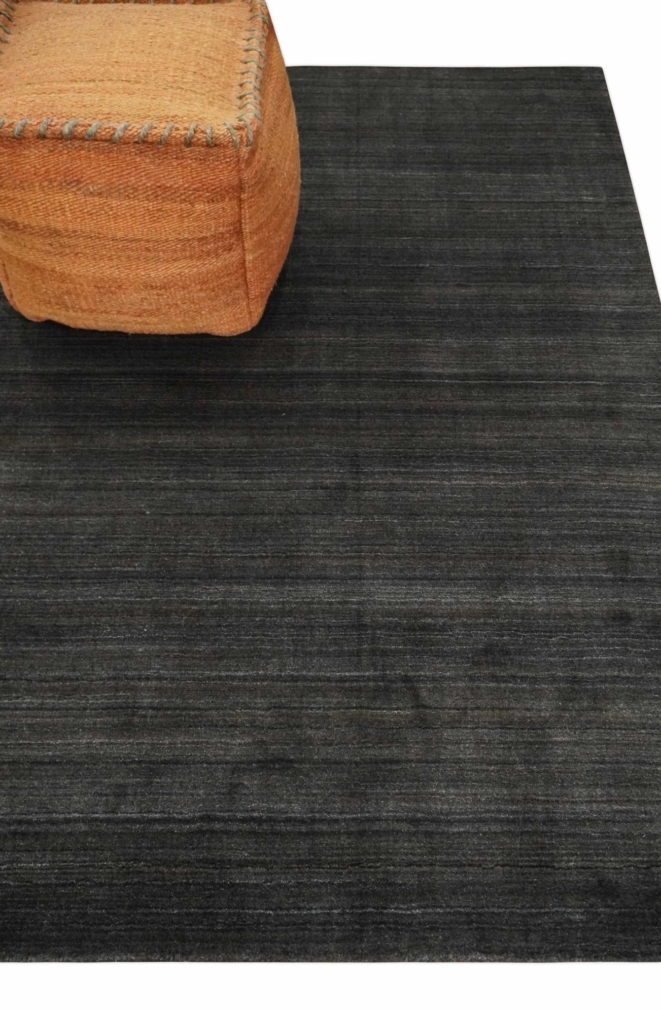 Solid Shaded Charcoal Shaded Scandinavian 5x7 Blended Wool Flatwoven Area Rug | HL34 - Image 3