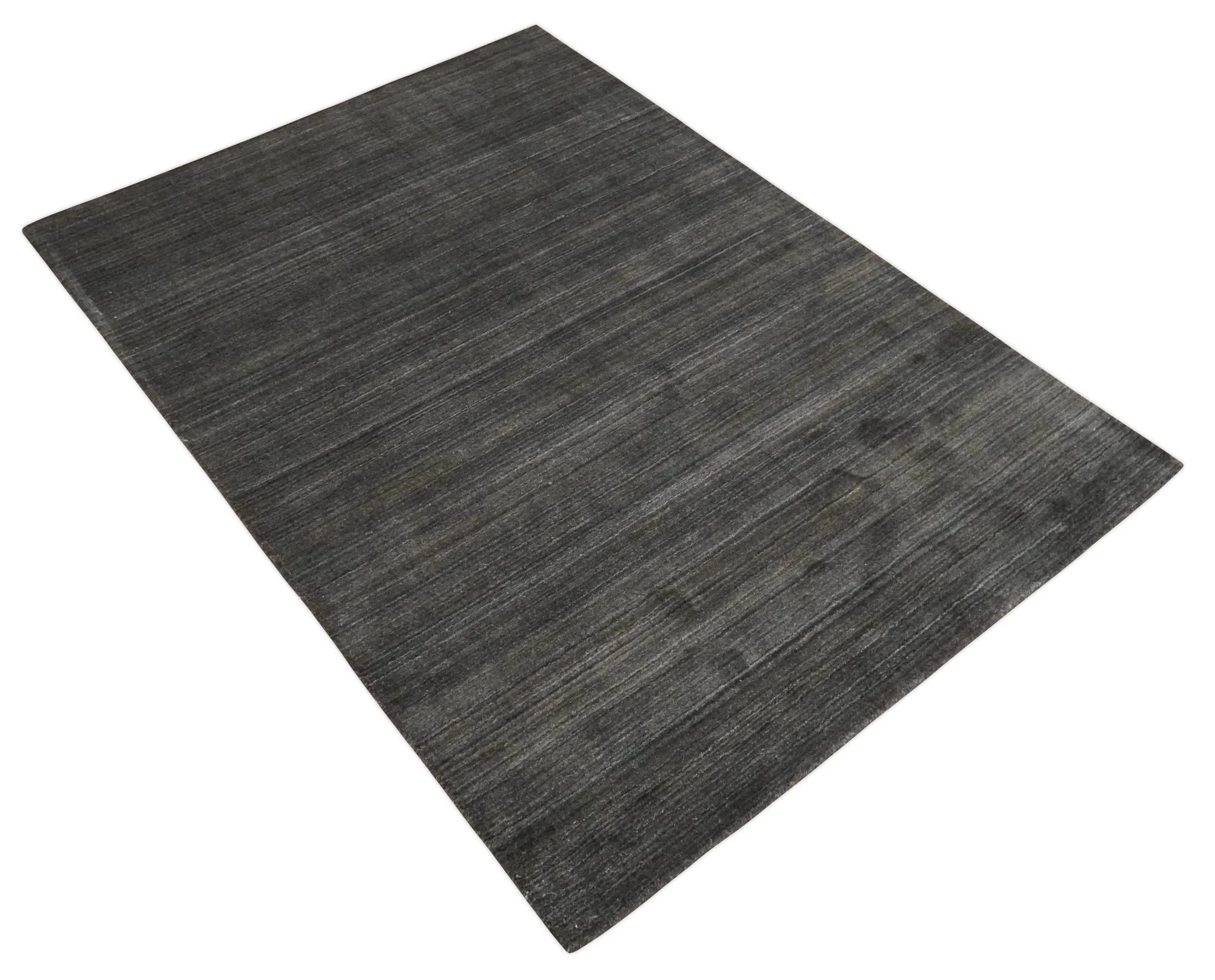 Solid Shaded Charcoal Shaded Scandinavian 5x7 Blended Wool Flatwoven Area Rug | HL34 - Image 5