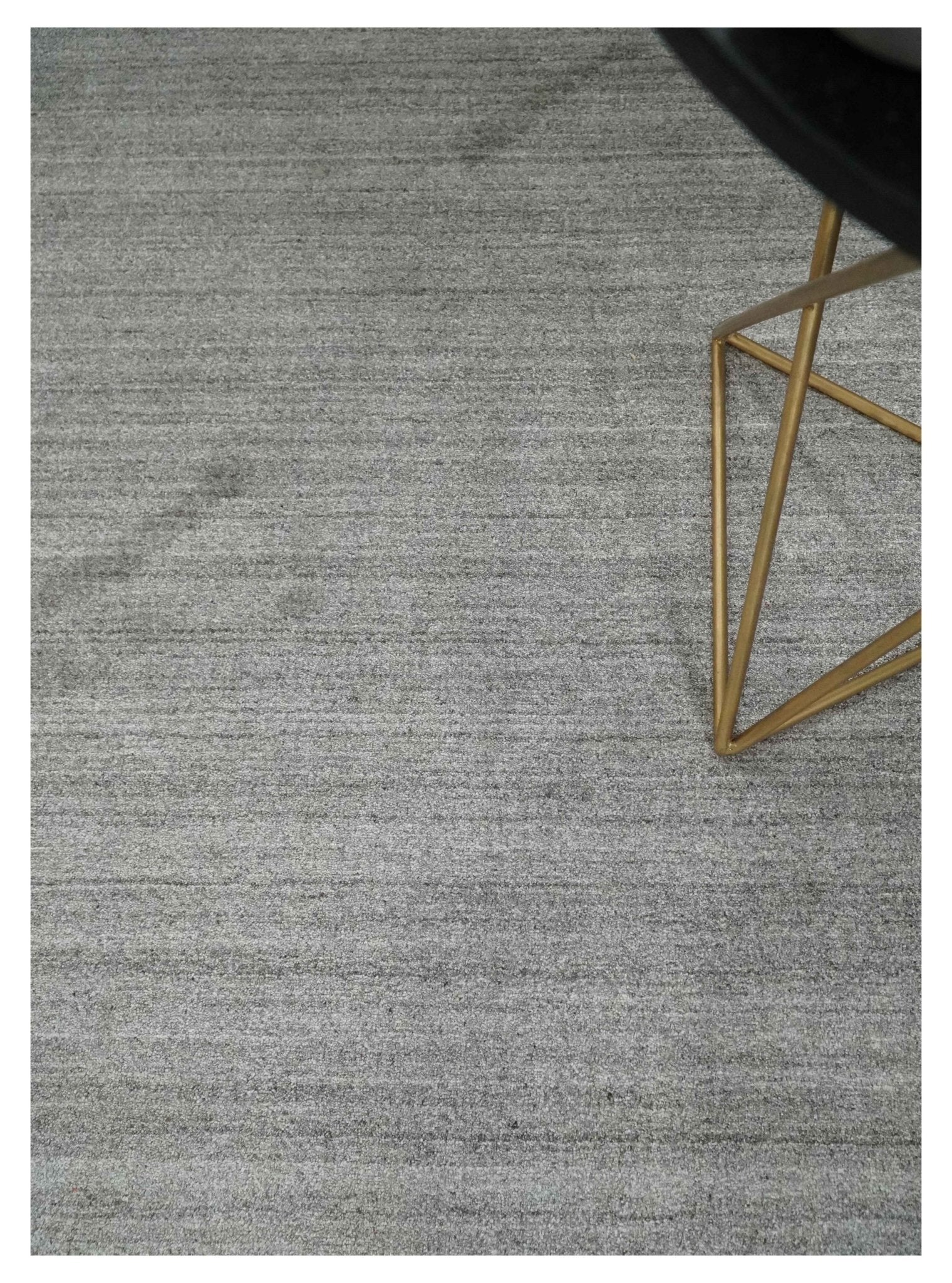 Solid Shaded Gray Shaded Scandinavian 5x7 Blended Wool Flatwoven Area Rug | HL33 - Image 8