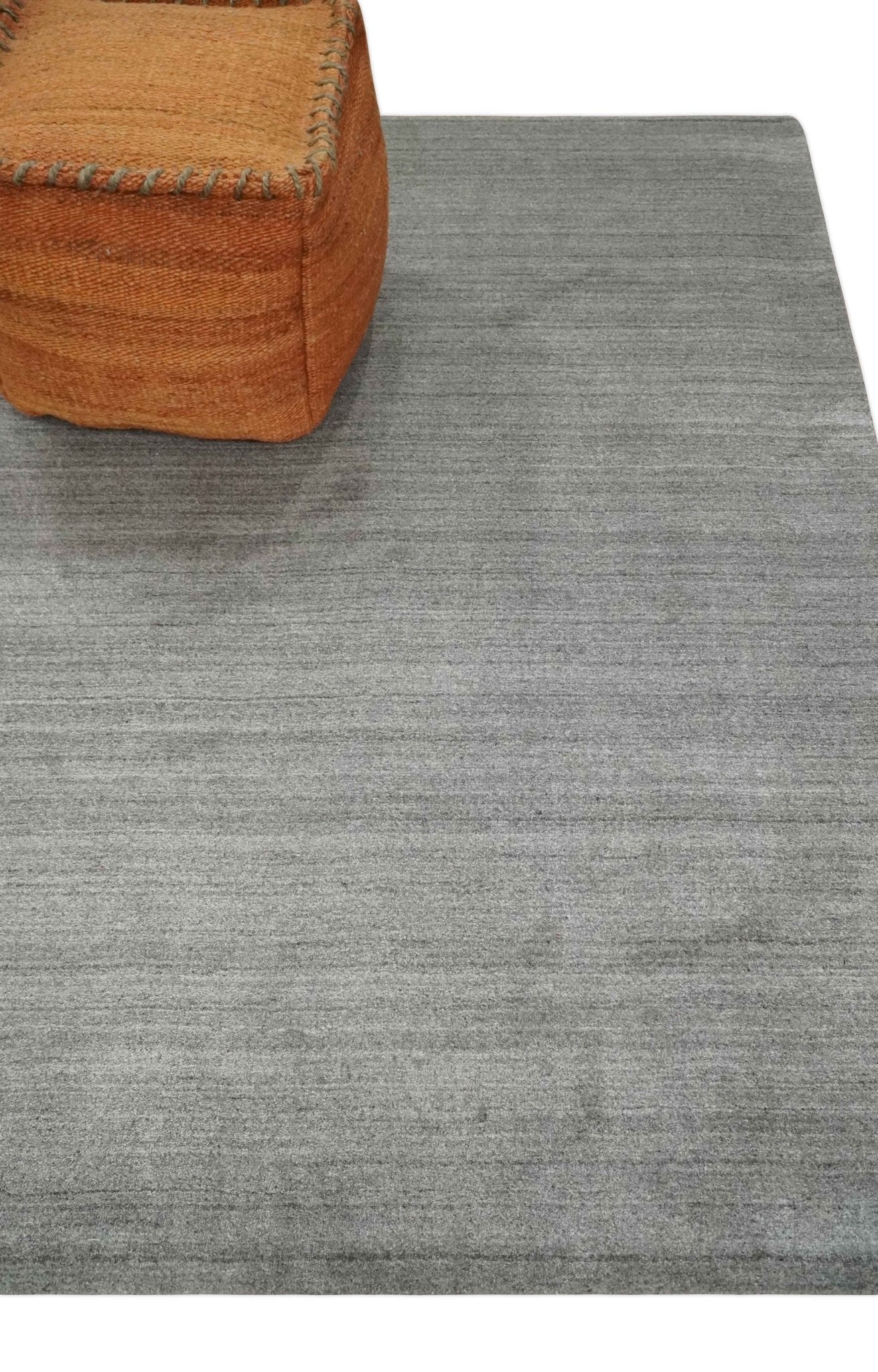 Solid Shaded Gray Shaded Scandinavian 5x7 Blended Wool Flatwoven Area Rug | HL33 - Image 9