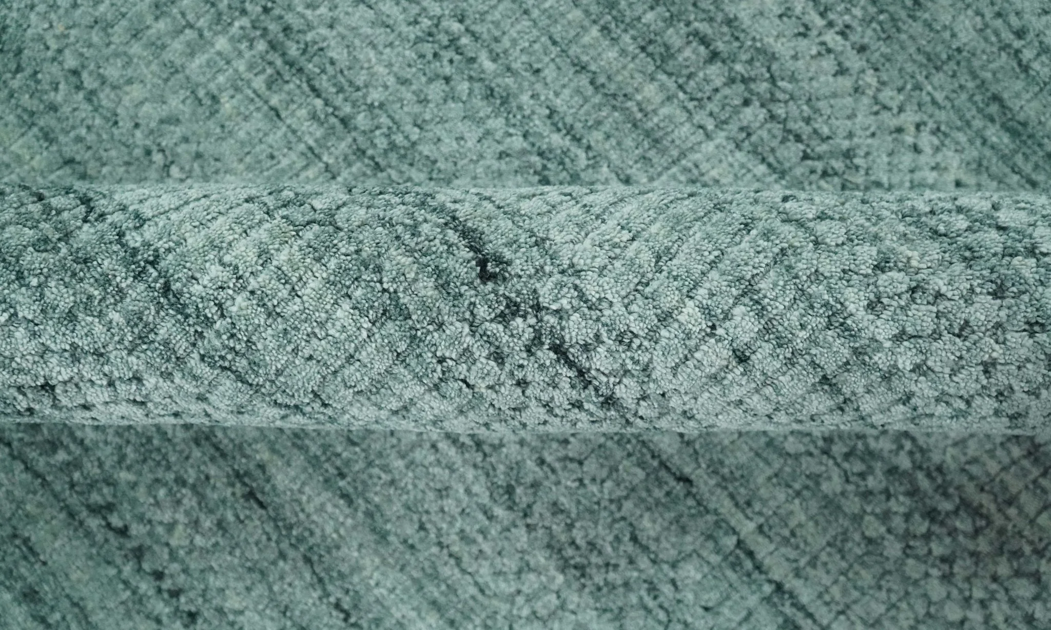 8x10 Hand Made Silver and Teal Solid Scandinavian Blended Wool Flatwoven Area Rug | KE27 - Image 6