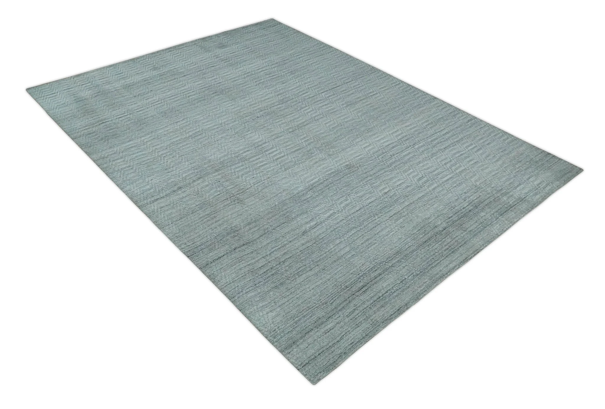 8x10 Hand Made Solid Silver, Gray and Brown Scandinavian Blended Wool Flatwoven Area Rug | KE12 - Image 10