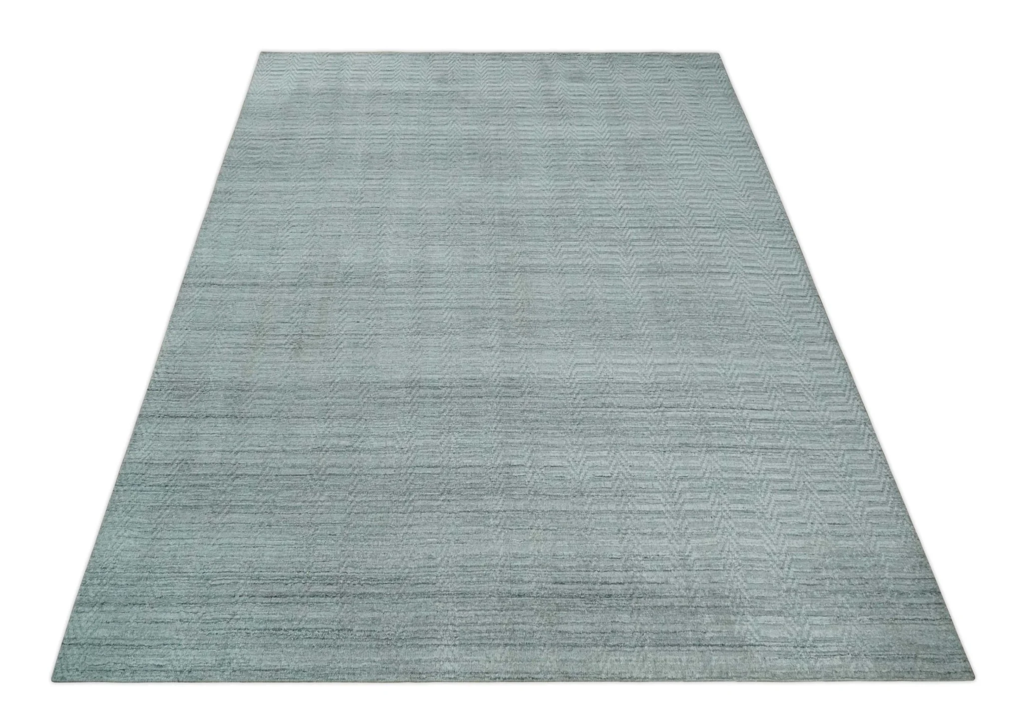 8x10 Hand Made Solid Silver, Gray and Brown Scandinavian Blended Wool Flatwoven Area Rug | KE12 - Image 11