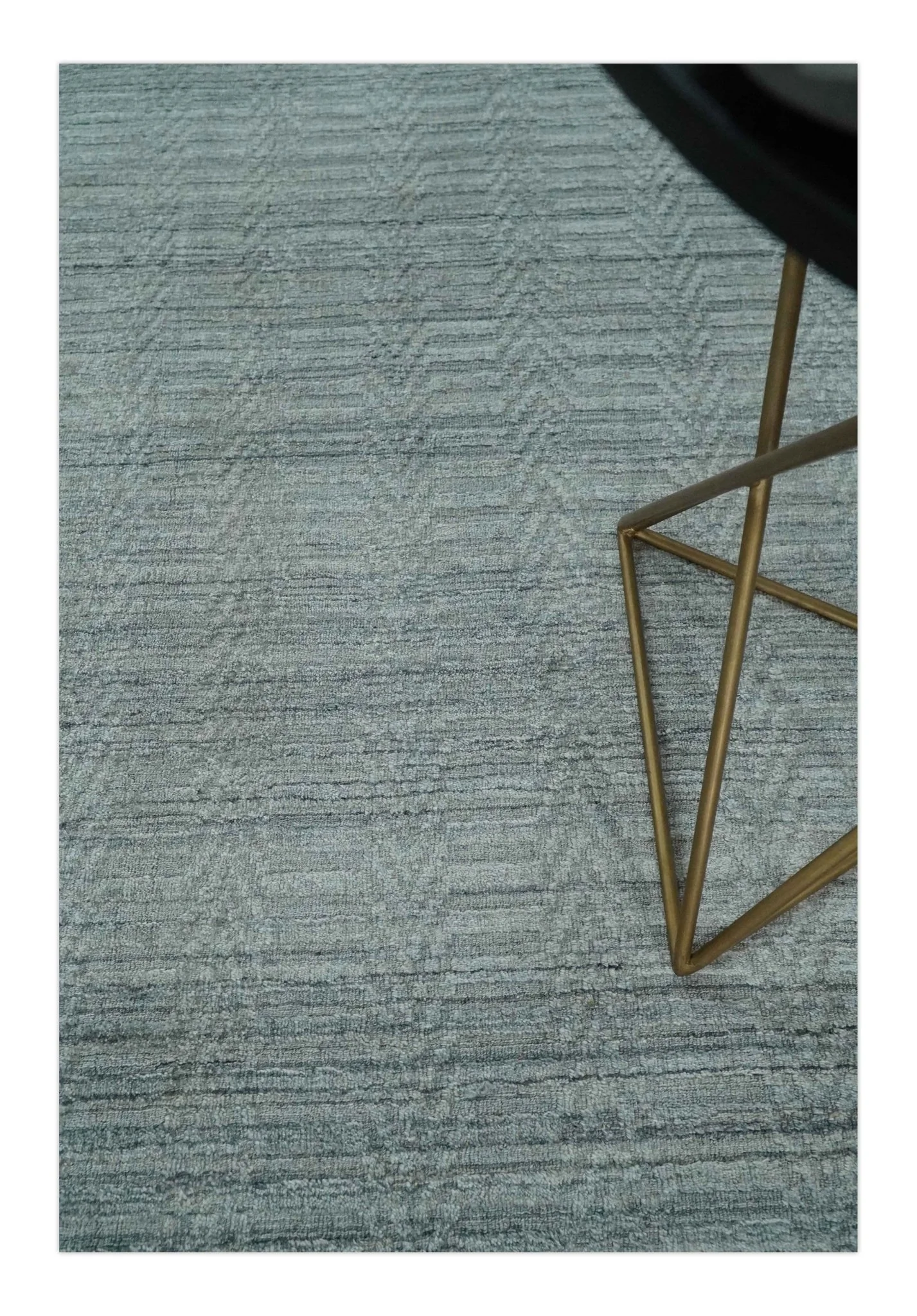 8x10 Hand Made Solid Silver, Gray and Brown Scandinavian Blended Wool Flatwoven Area Rug | KE12 - Image 2