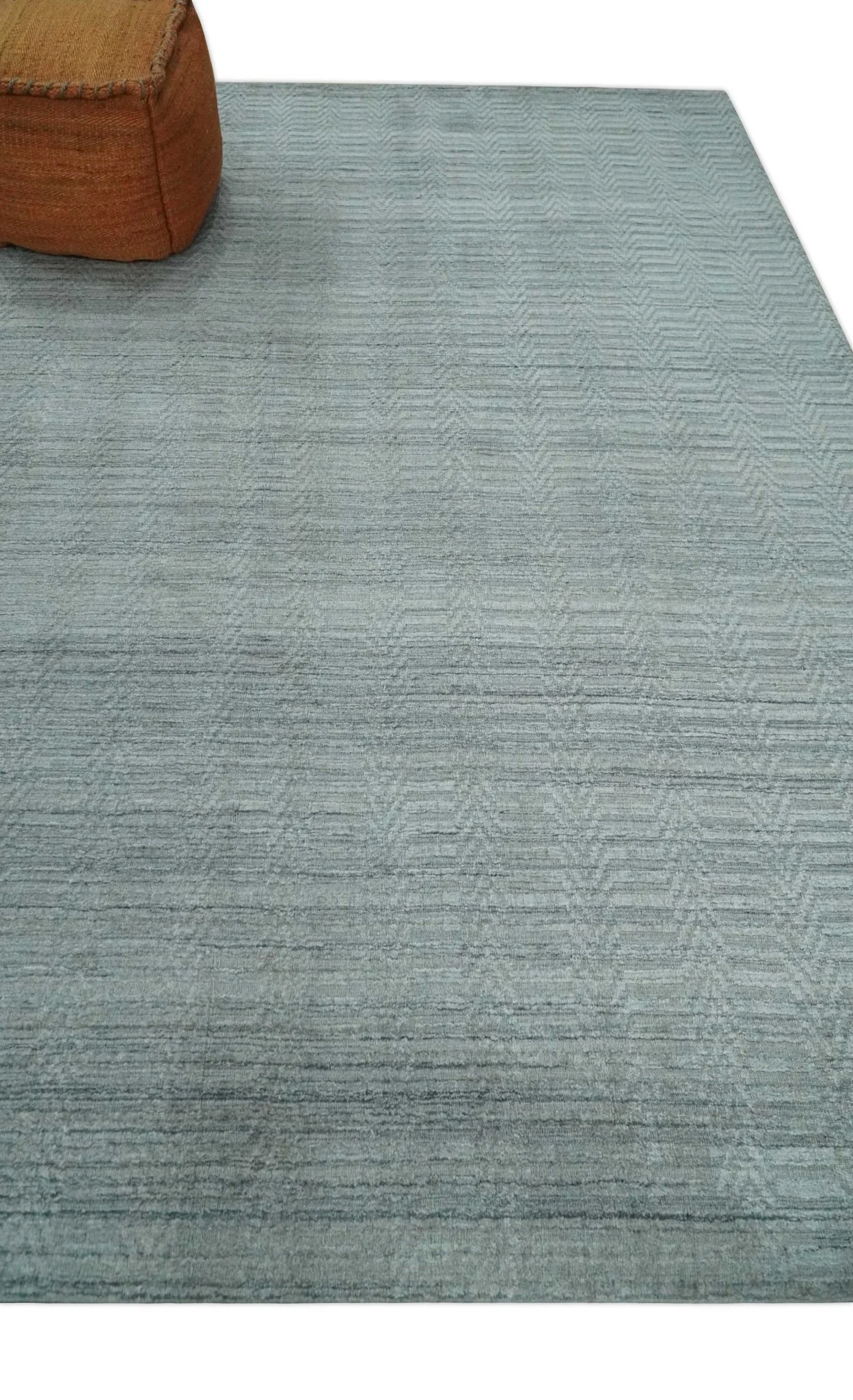 8x10 Hand Made Solid Silver, Gray and Brown Scandinavian Blended Wool Flatwoven Area Rug | KE12 - Image 3