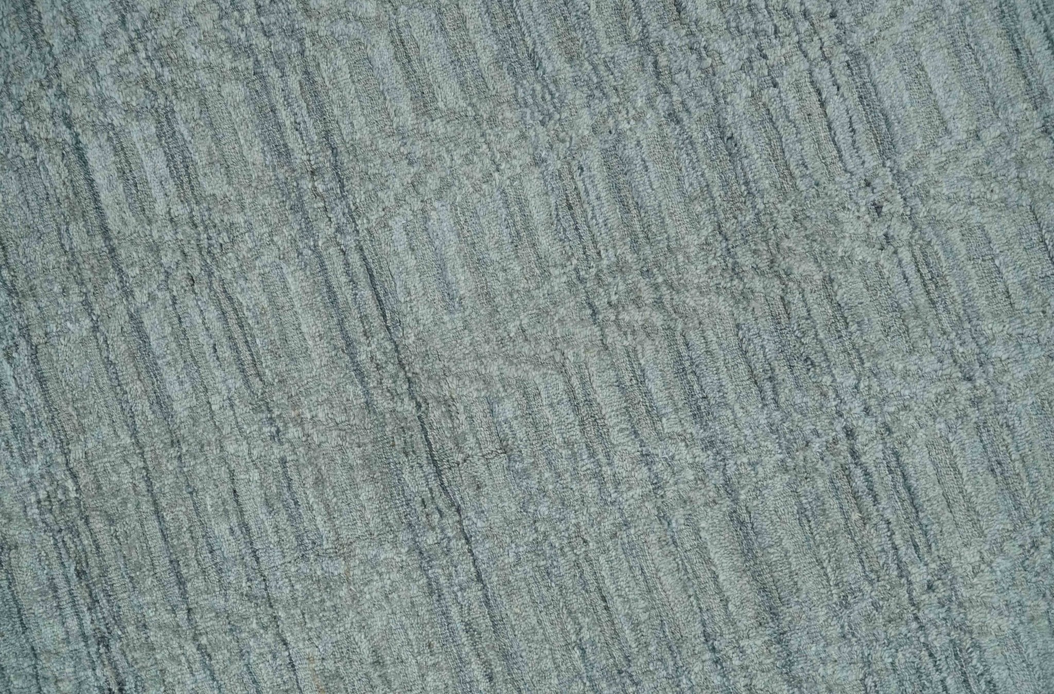 8x10 Hand Made Solid Silver, Gray and Brown Scandinavian Blended Wool Flatwoven Area Rug | KE12 - Image 4