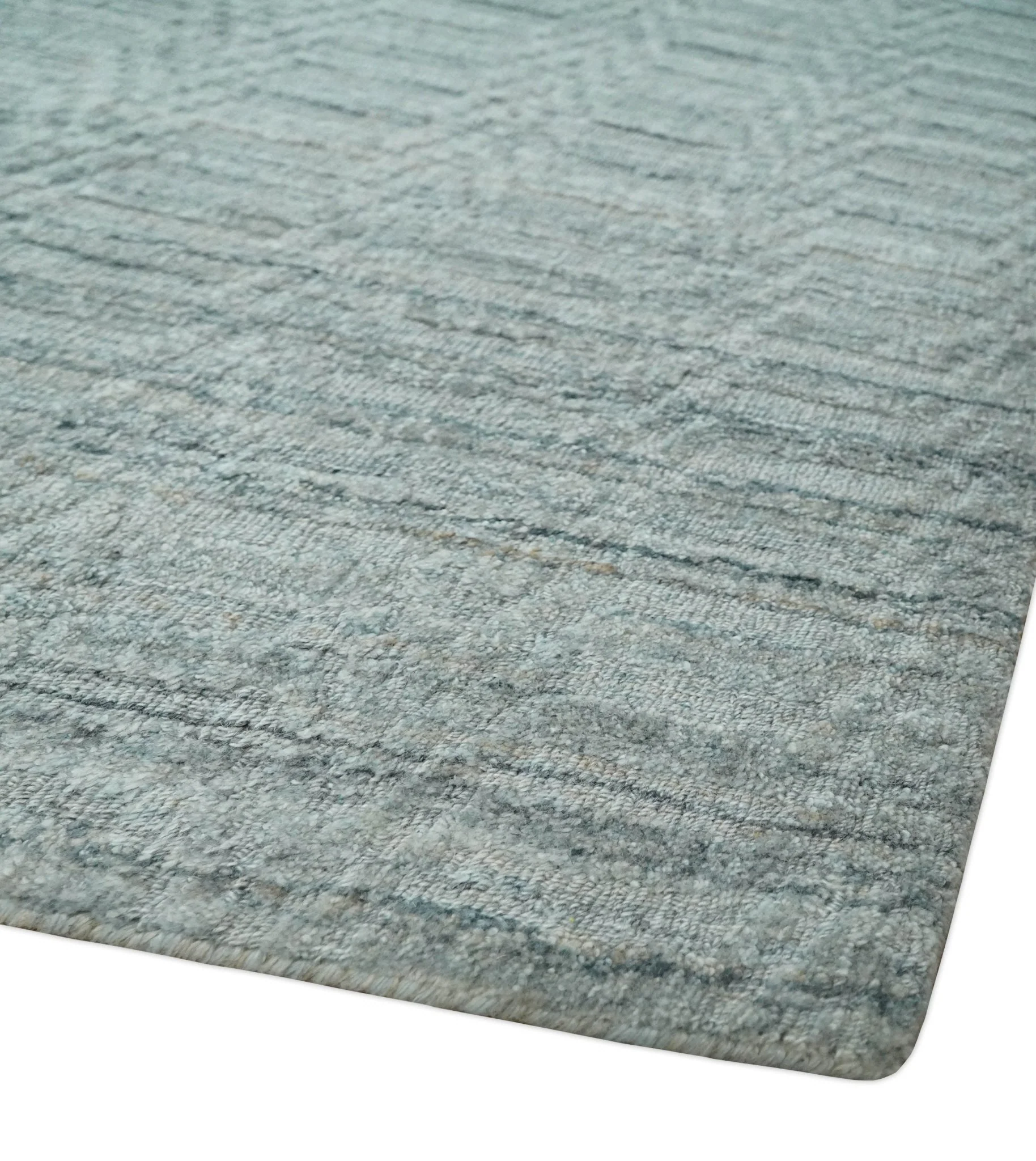 8x10 Hand Made Solid Silver, Gray and Brown Scandinavian Blended Wool Flatwoven Area Rug | KE12 - Image 5