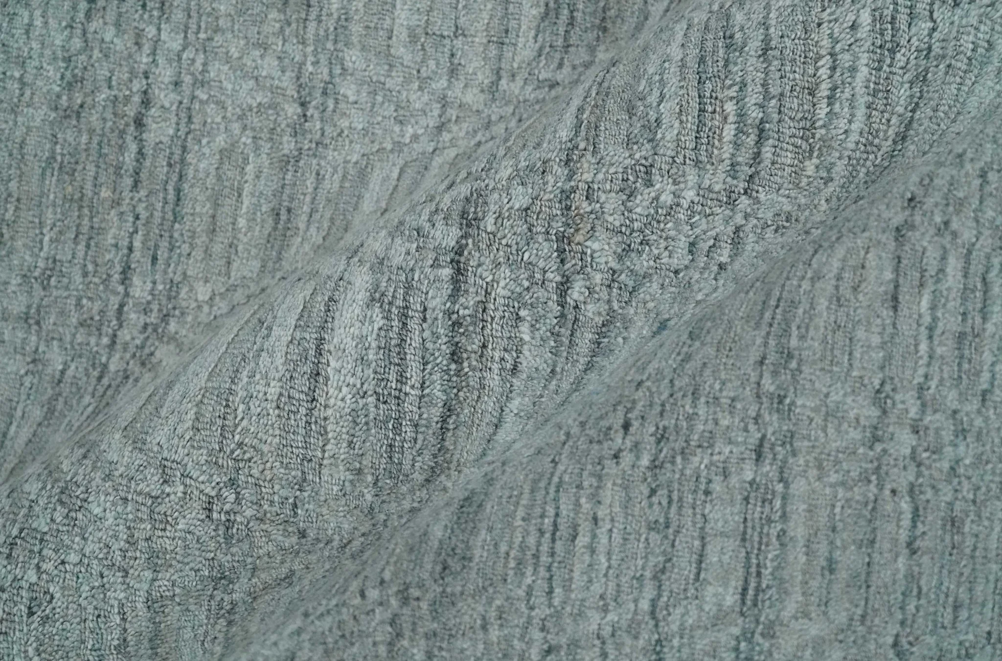 8x10 Hand Made Solid Silver, Gray and Brown Scandinavian Blended Wool Flatwoven Area Rug | KE12 - Image 6