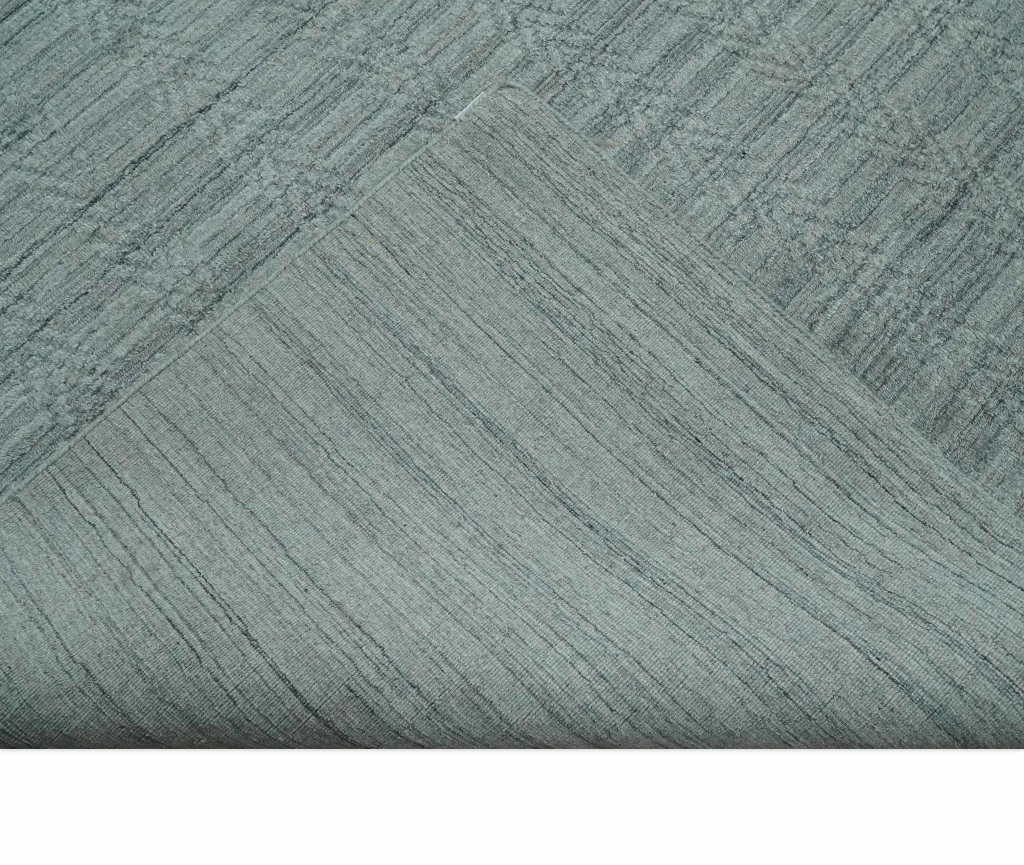 8x10 Hand Made Solid Silver, Gray and Brown Scandinavian Blended Wool Flatwoven Area Rug | KE12 - Image 7