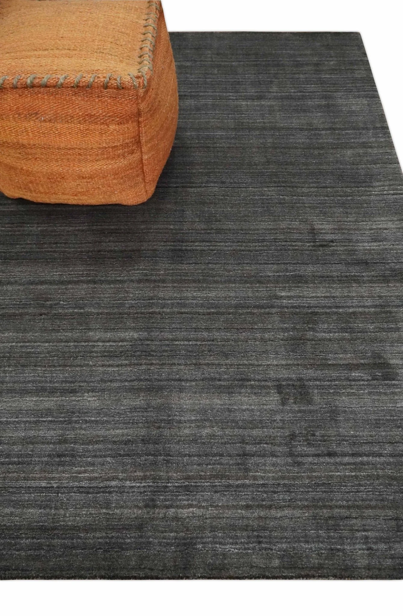Solid Silver and Charcoal Shaded Scandinavian 5x7 Blended Wool Flatwoven Area Rug | HL23 - Image 3
