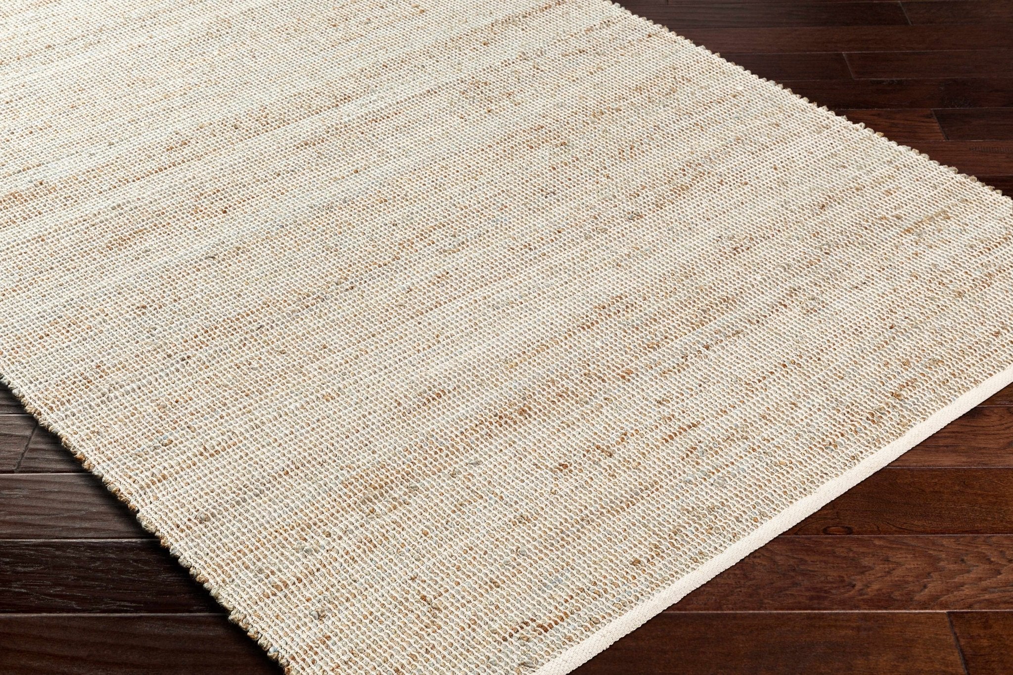Southwestern Style Hand Woven Beige & Green Jute Rug - Image 2