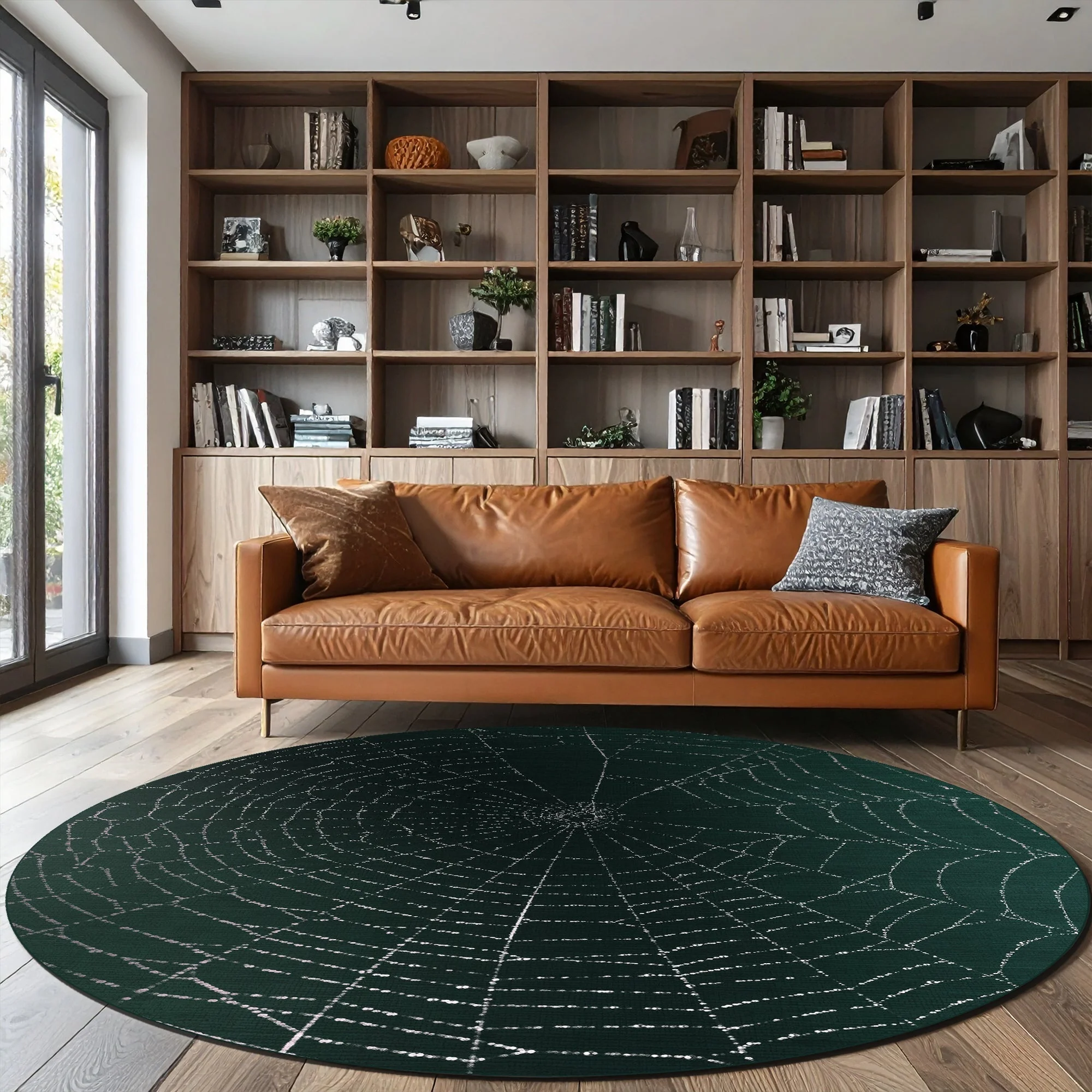 Spider Halloween Green Machine Washable Cotton Rug - Image 4