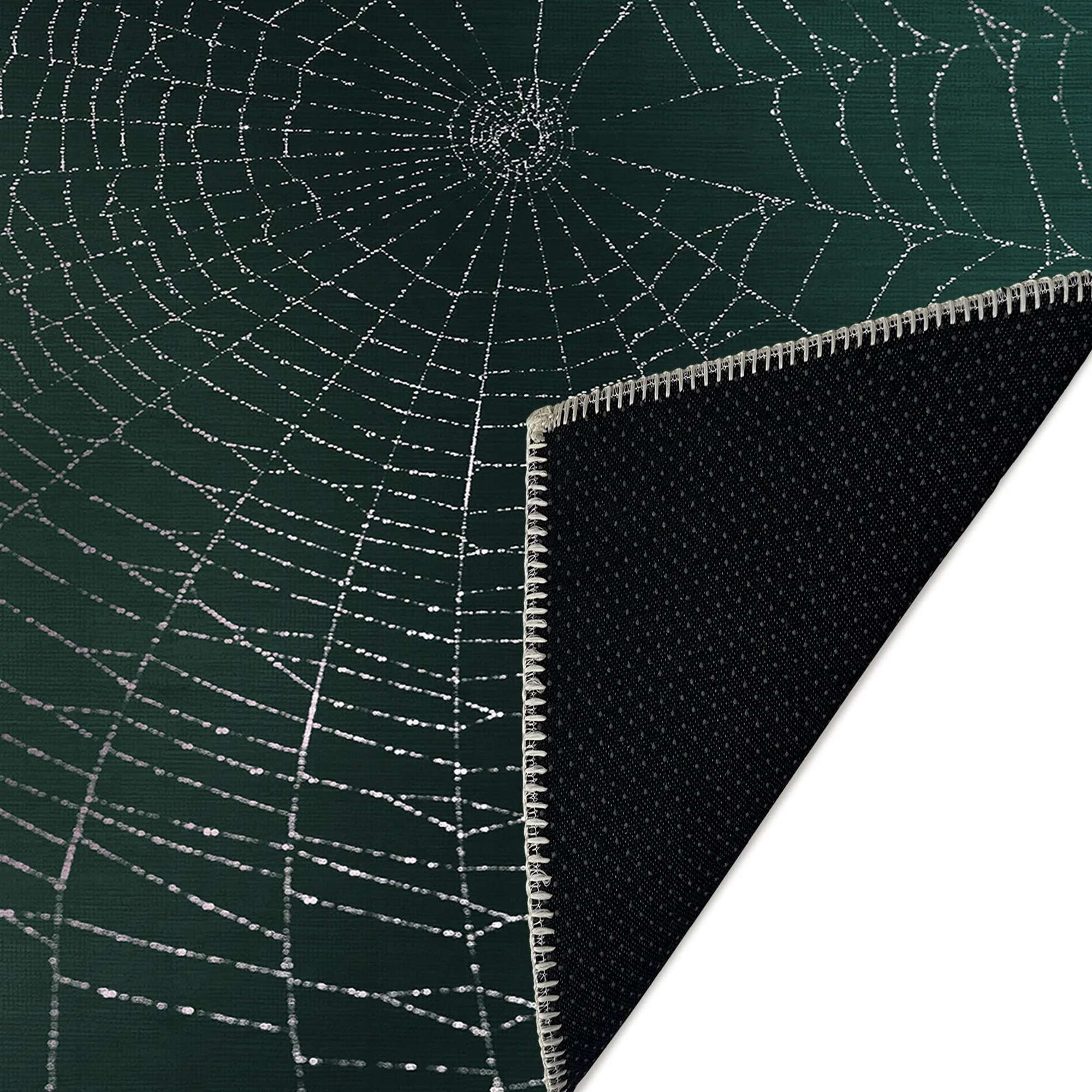 Spider Halloween Green Machine Washable Cotton Rug - Image 7