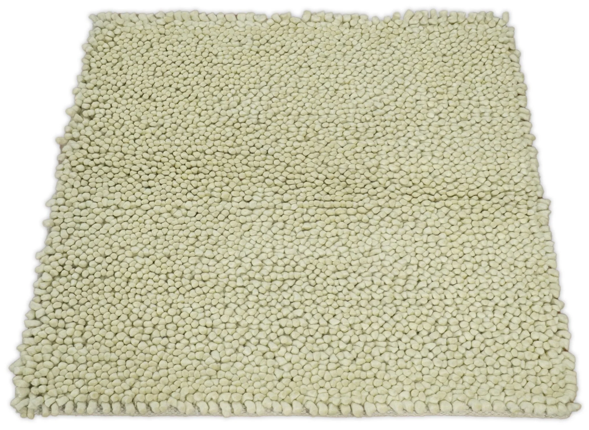 Square 3x3 Beige Wool Shag Handmade Felted Rug | SHA1 - Image 3