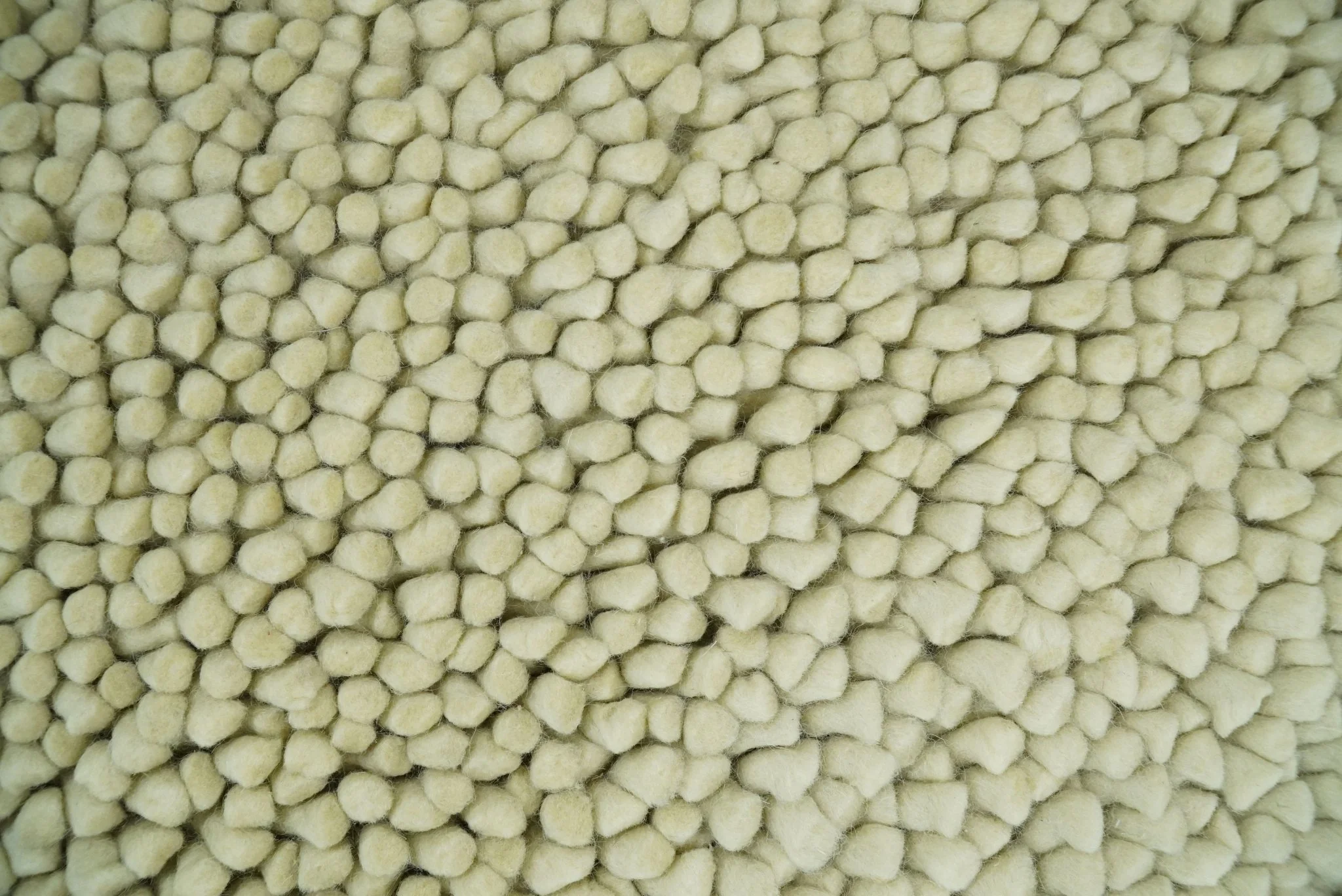 Square 3x3 Beige Wool Shag Handmade Felted Rug | SHA1 - Image 4