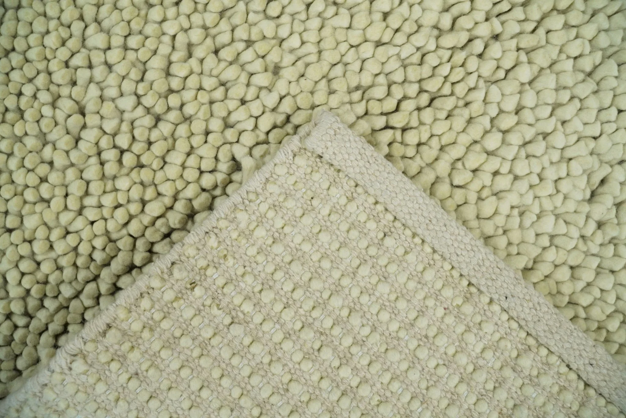 Square 3x3 Beige Wool Shag Handmade Felted Rug | SHA1 - Image 5
