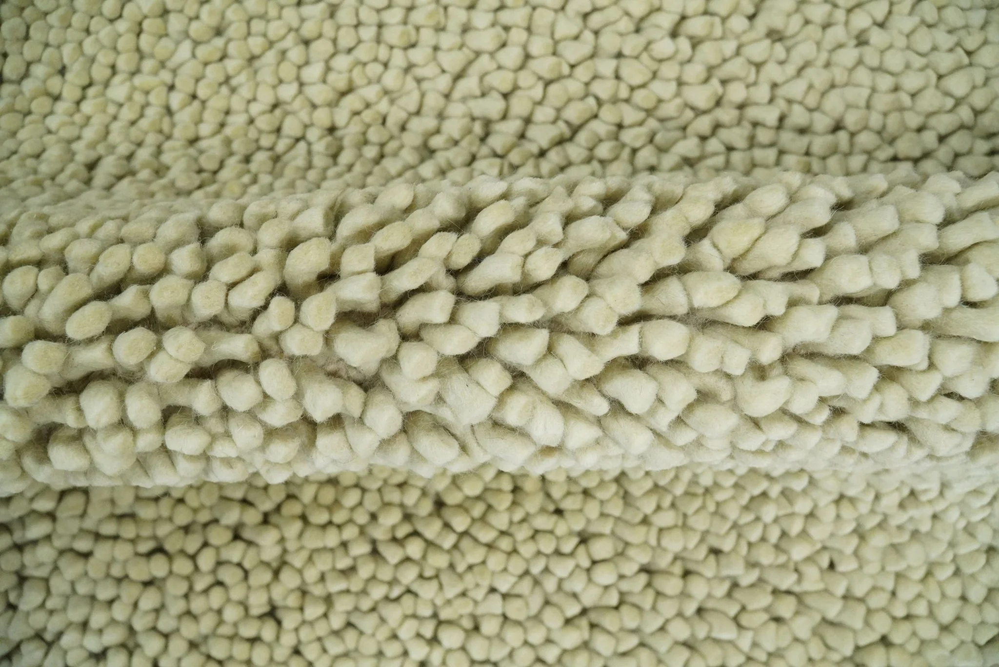 Square 3x3 Beige Wool Shag Handmade Felted Rug | SHA1 - Image 6