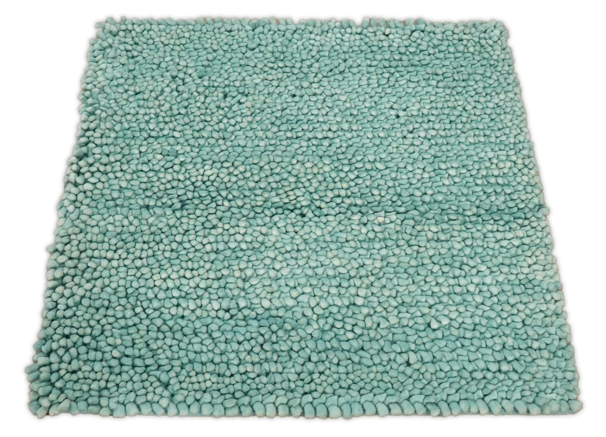 Square 3x3 Blue Wool Shag Handmade Felted Rug | SHA2 - Image 3