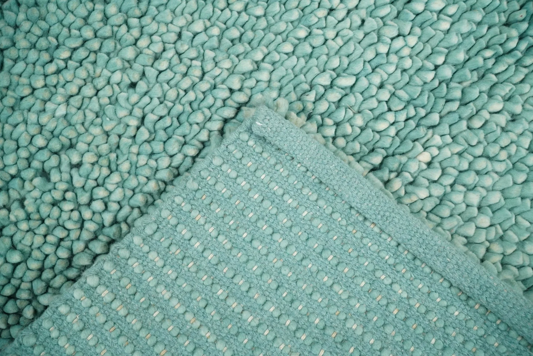 Square 3x3 Blue Wool Shag Handmade Felted Rug | SHA2 - Image 5