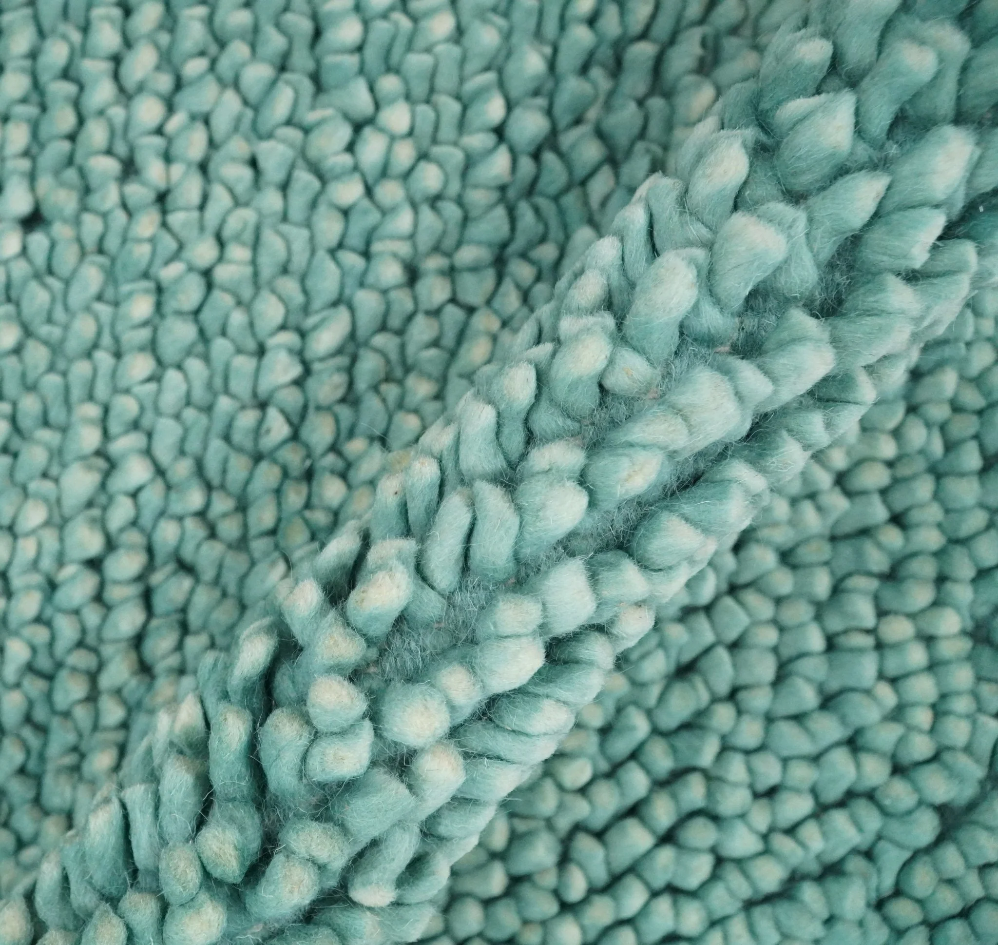 Square 3x3 Blue Wool Shag Handmade Felted Rug | SHA2 - Image 6
