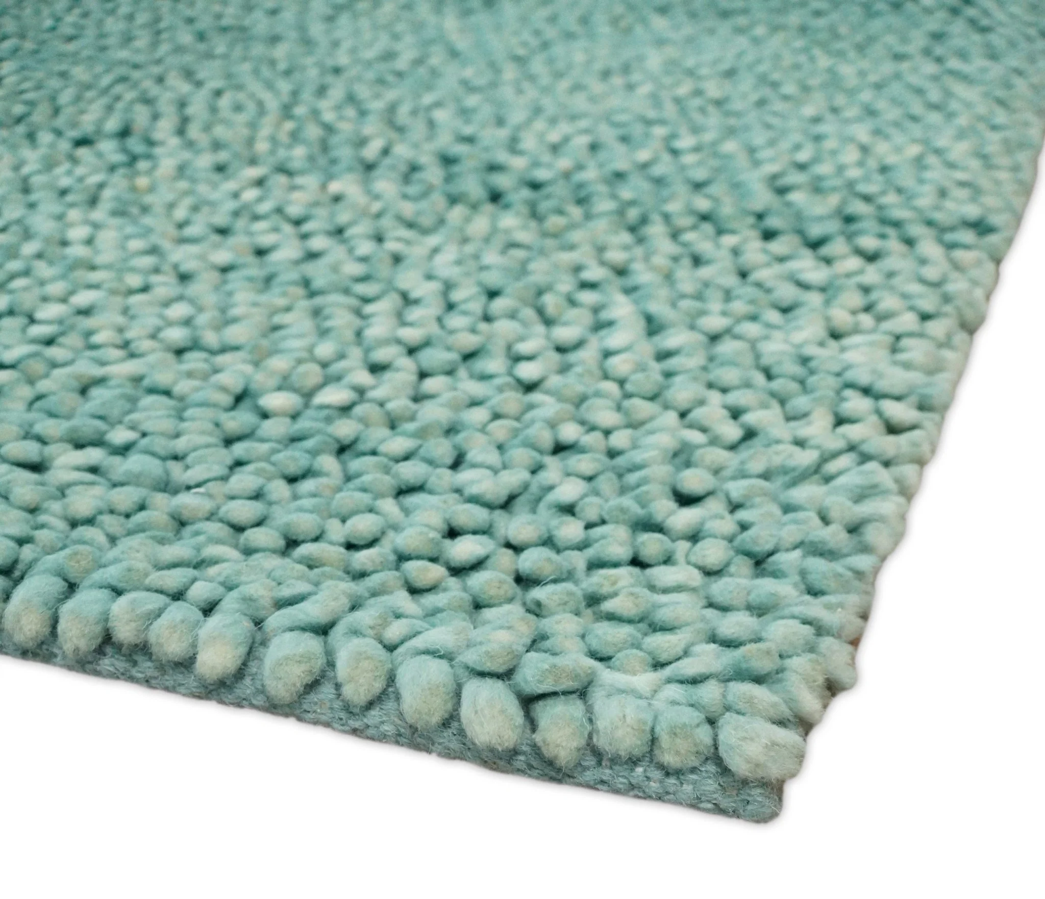 Square 3x3 Blue Wool Shag Handmade Felted Rug | SHA2 - Image 7