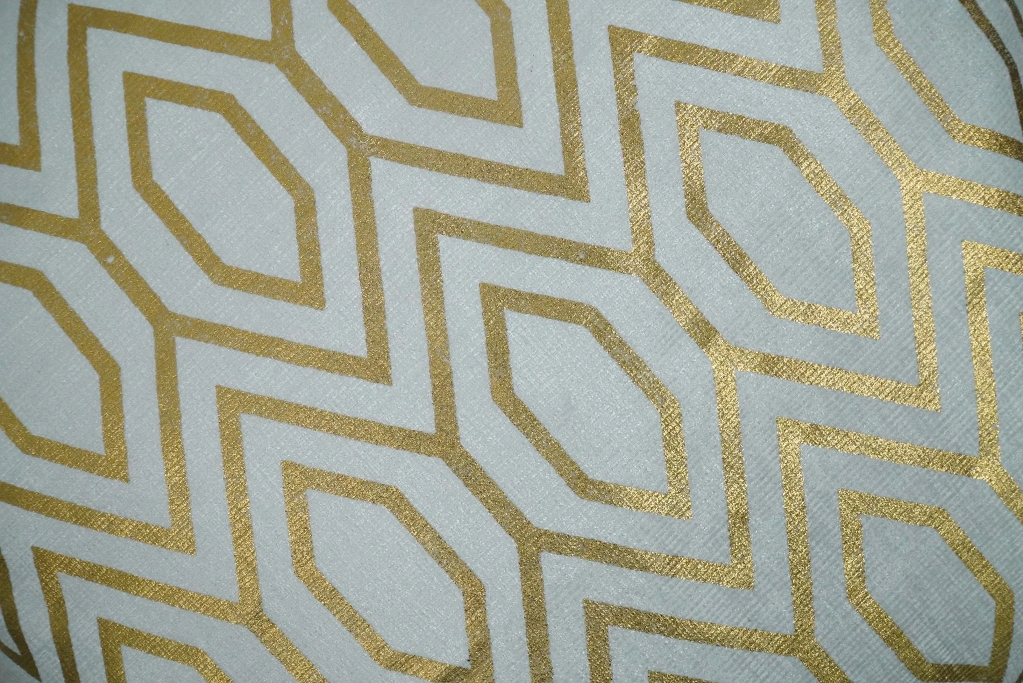 Square Geometric Diamond Printed Modern Accent Gold and White Pillow Cover - Image 2