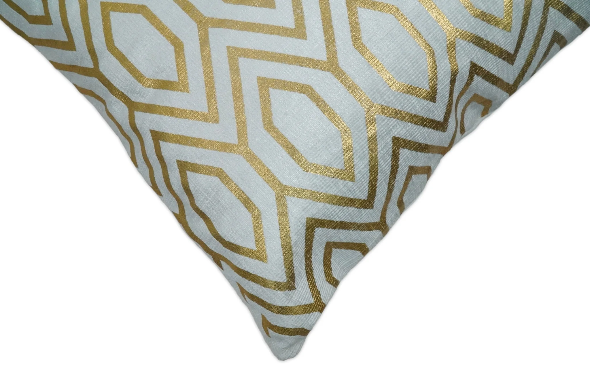 Square Geometric Diamond Printed Modern Accent Gold and White Pillow Cover - Image 3