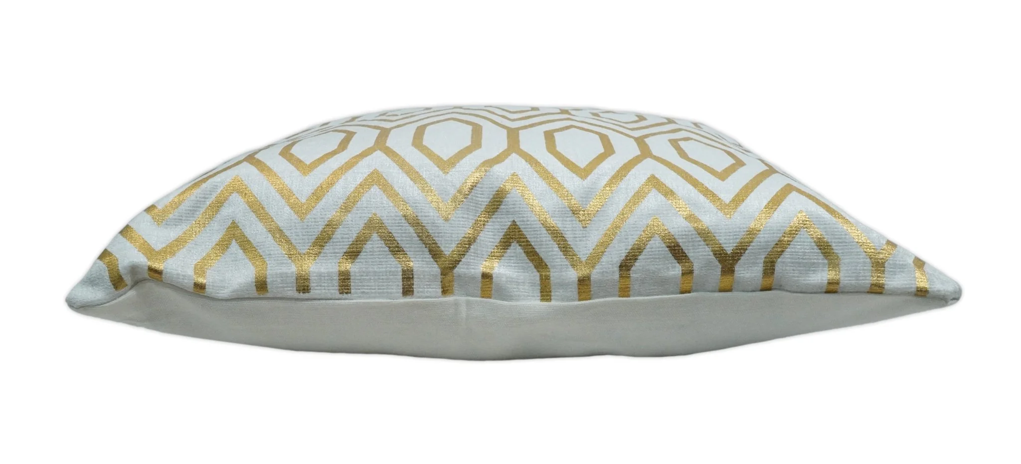 Square Geometric Diamond Printed Modern Accent Gold and White Pillow Cover - Image 4