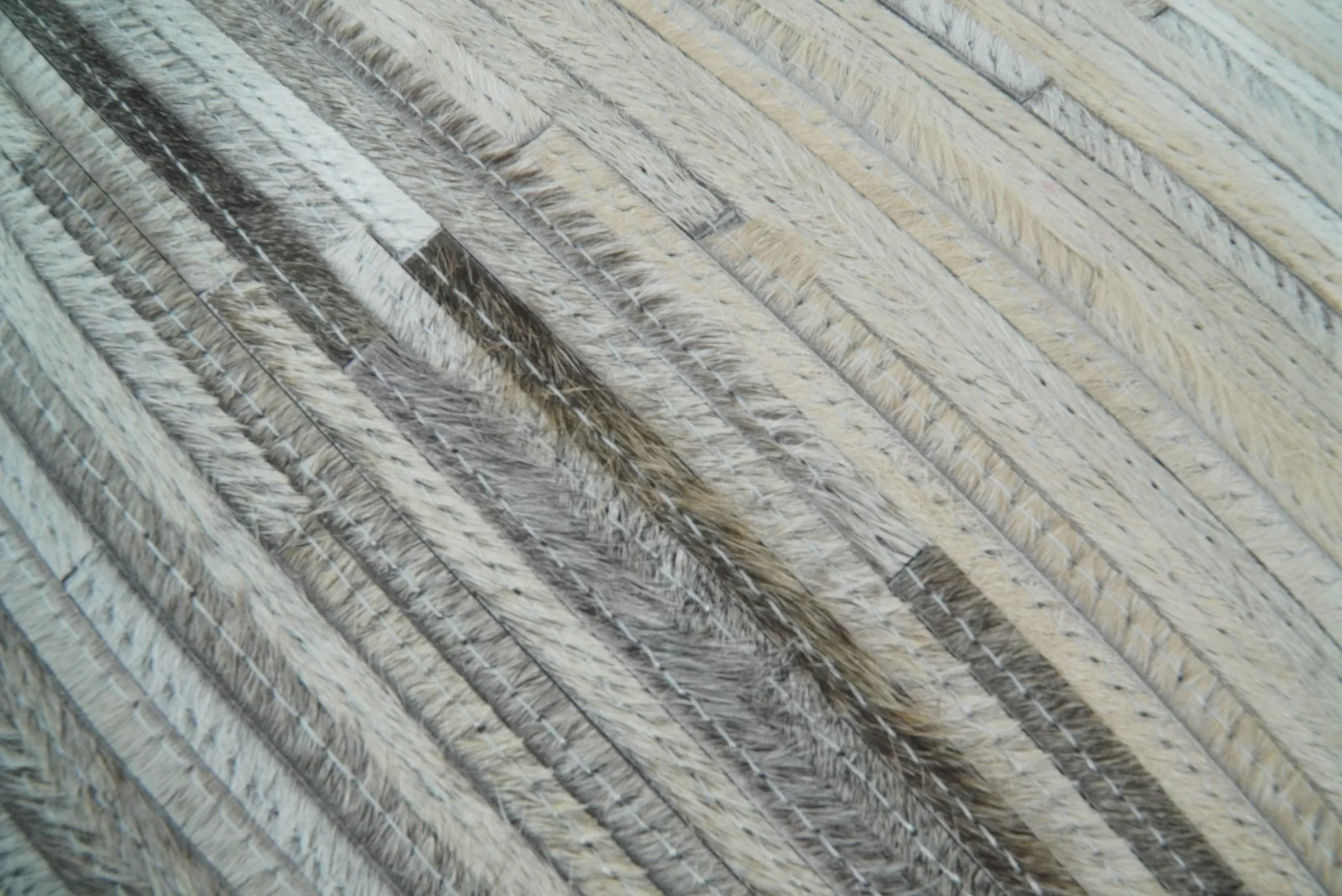 Modern Stripes Ivory and Gray Genuine Leather Accent Pillow, Cushion | PL17 - Image 2