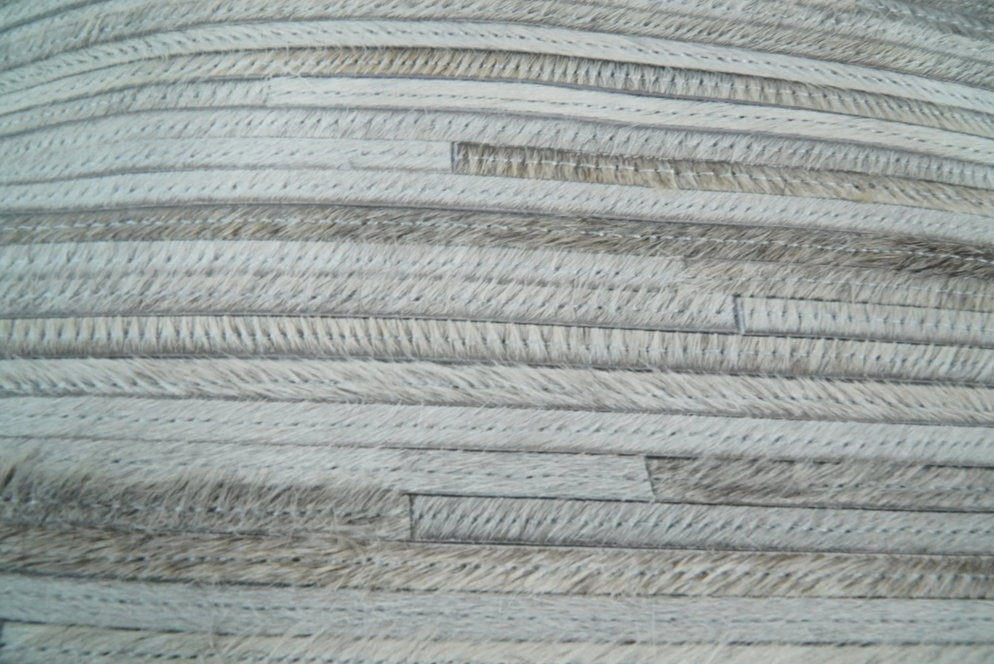 Modern Stripes Ivory and Gray Genuine leather Pillow with Insert, Cushion | PL16 - Image 2