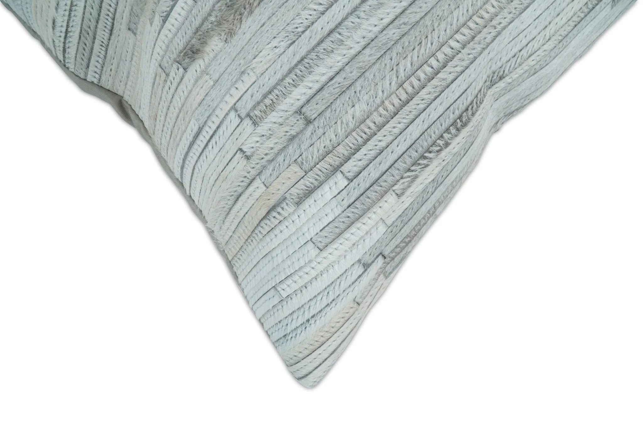 Modern Stripes Ivory and Gray Genuine leather Pillow with Insert, Cushion | PL16 - Image 3