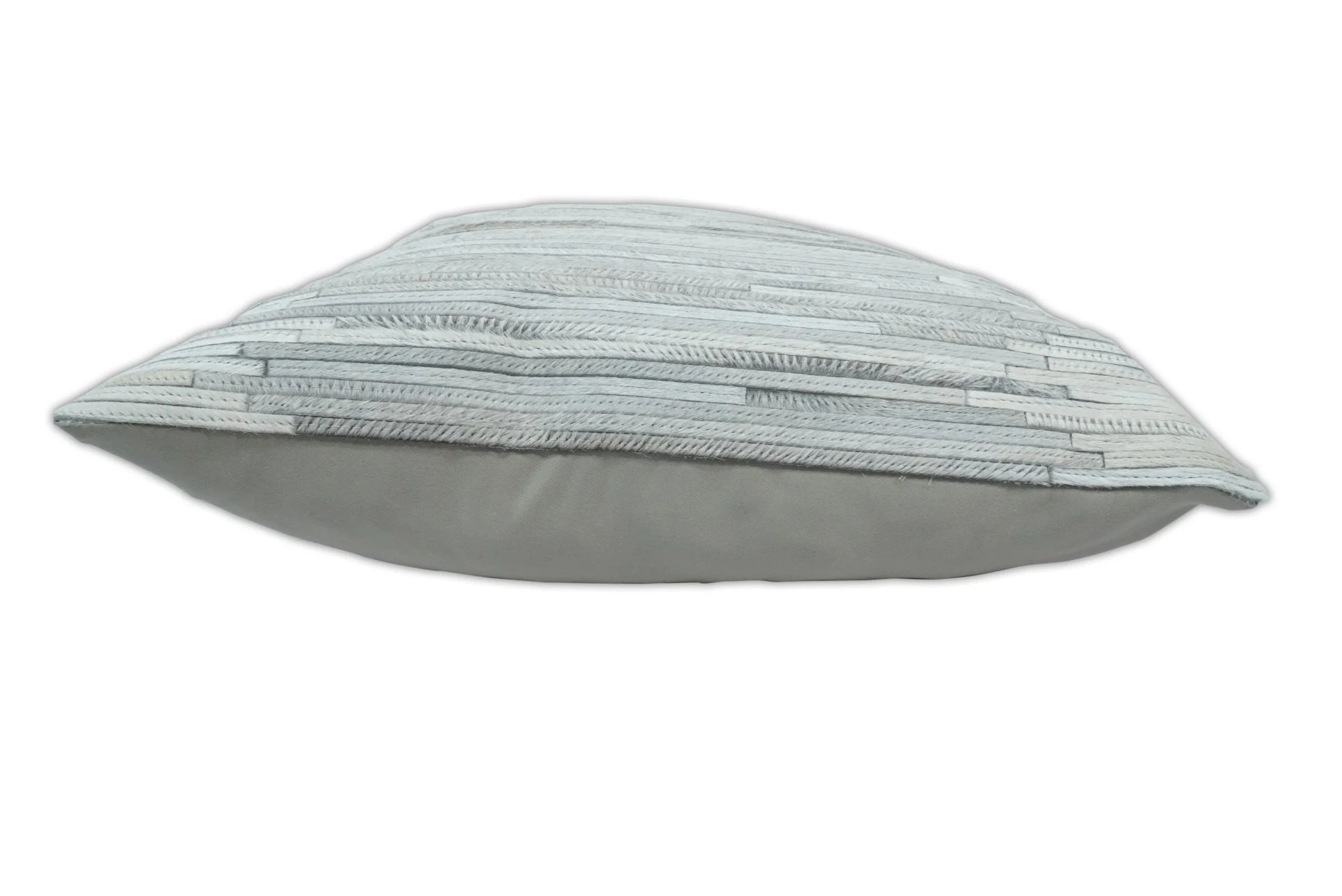 Modern Stripes Ivory and Gray Genuine leather Pillow with Insert, Cushion | PL16 - Image 5