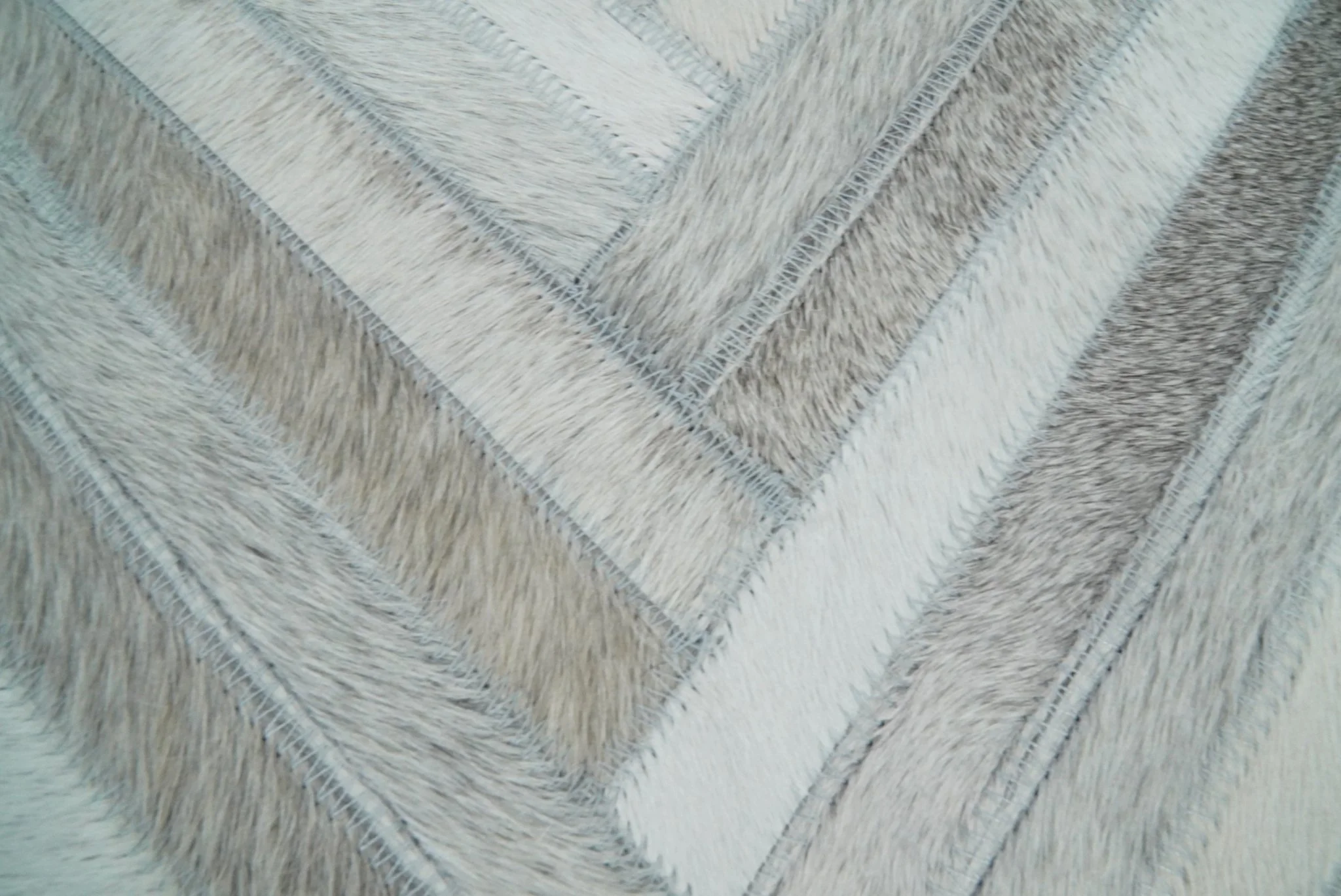 Modern Geometric Silver and Ivory Striped Genuine leather Pillow, Cushion | PL18 - Image 2