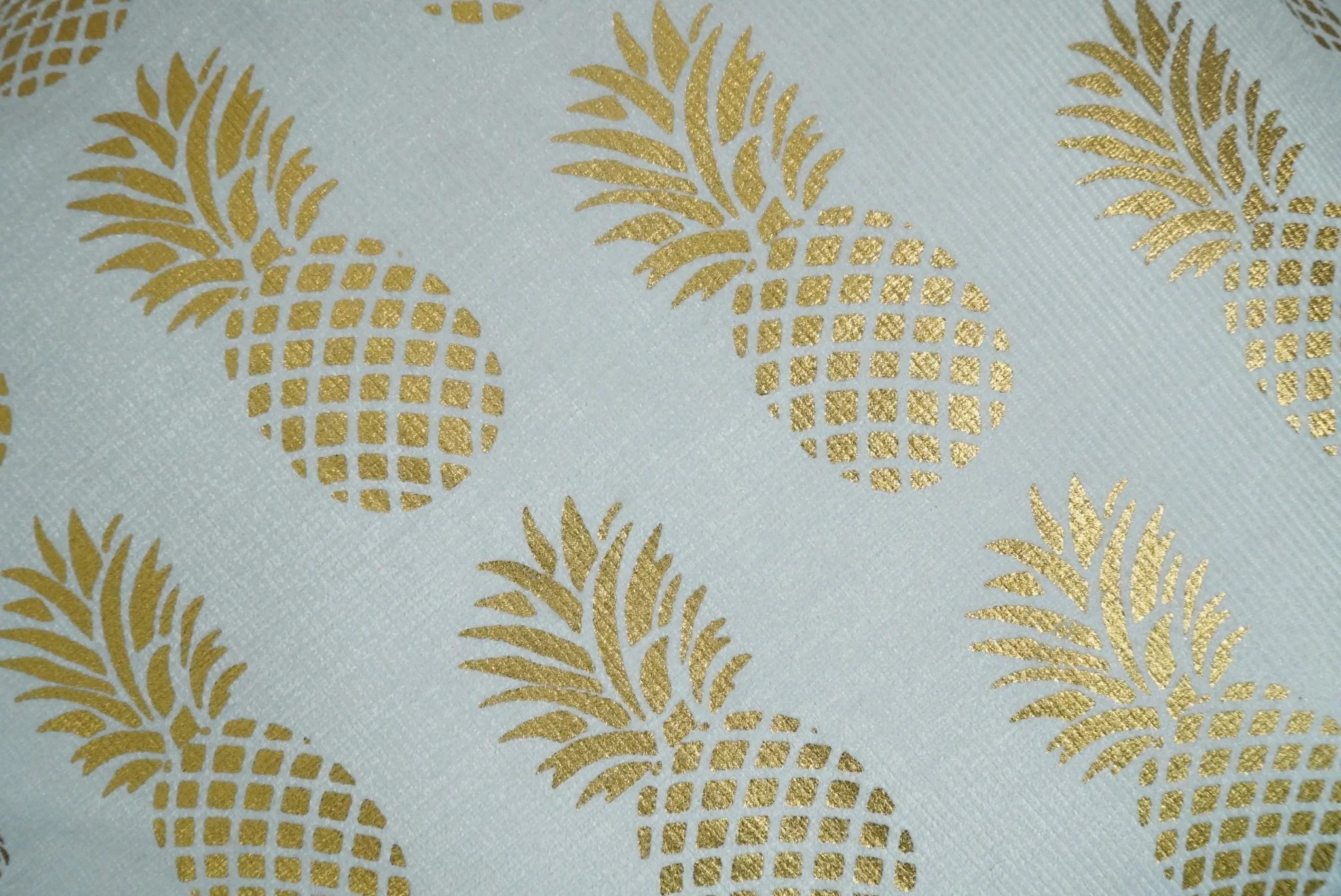 Square Pineapple Printed Modern Contemporary Accent Gold and White Pillow Cover - Image 2