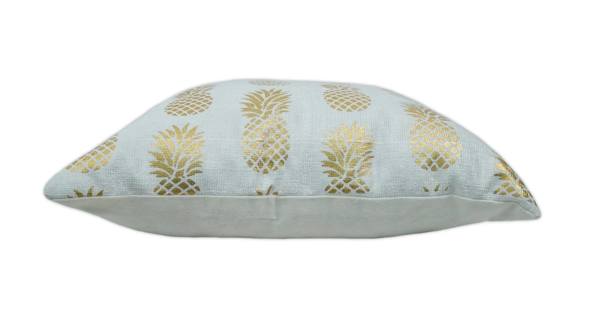 Square Pineapple Printed Modern Contemporary Accent Gold and White Pillow Cover - Image 4