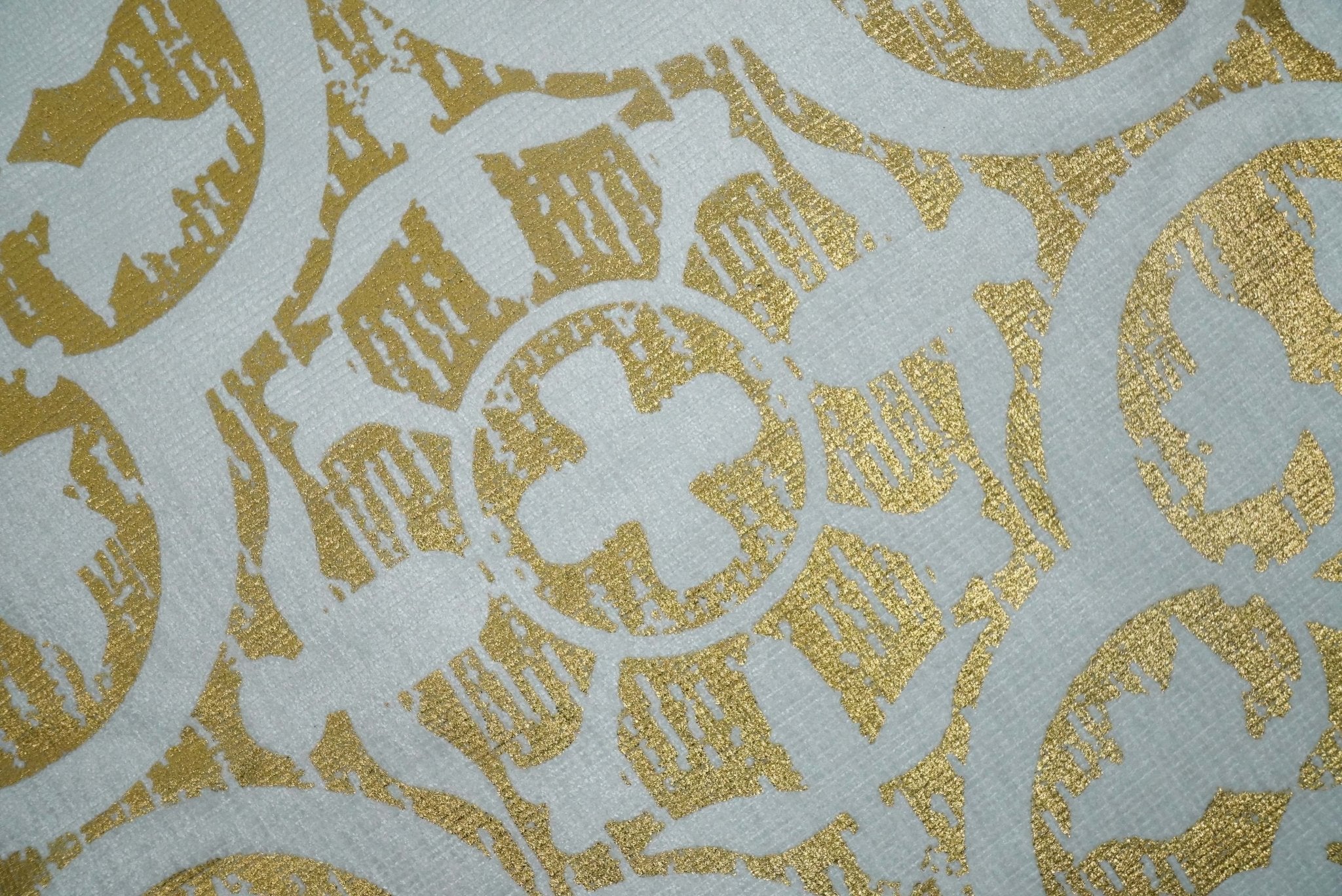Square Geometric Printed Modern Contemporary Accent Gold and White Pillow Cover | PL08 - Image 2