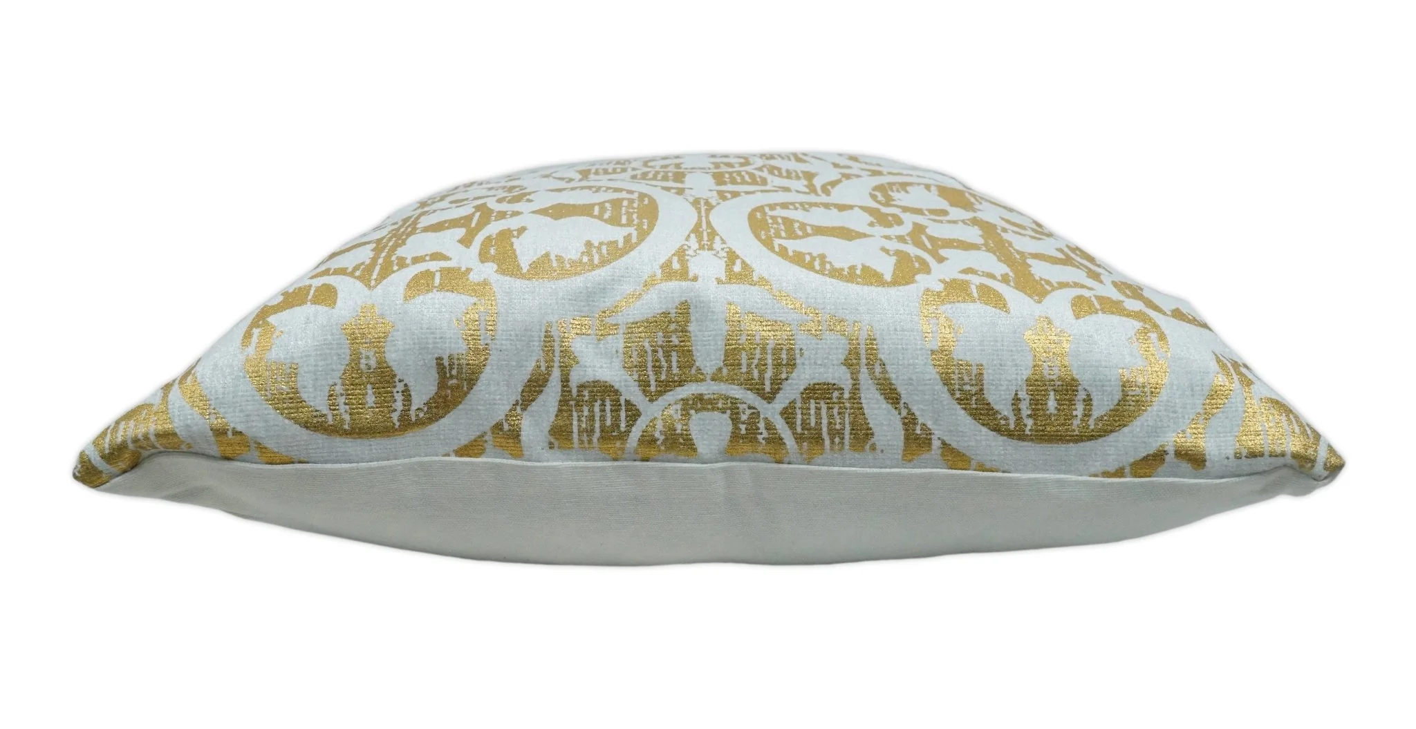 Square Geometric Printed Modern Contemporary Accent Gold and White Pillow Cover | PL08 - Image 4