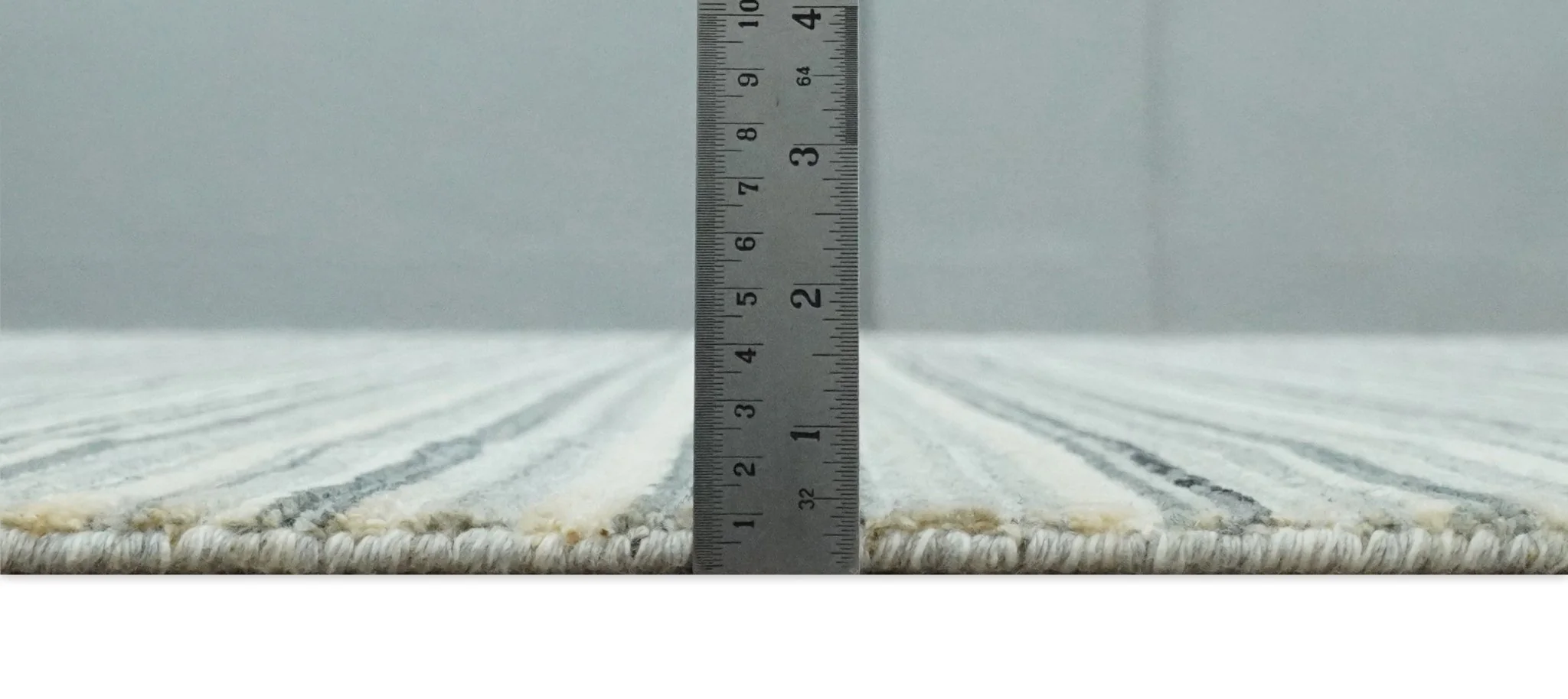 Striped Flatwoven 8x10 Ivory, Beige and Gray Scandinavian Hand Made Blended Wool Area Rug | KE15 - Image 8