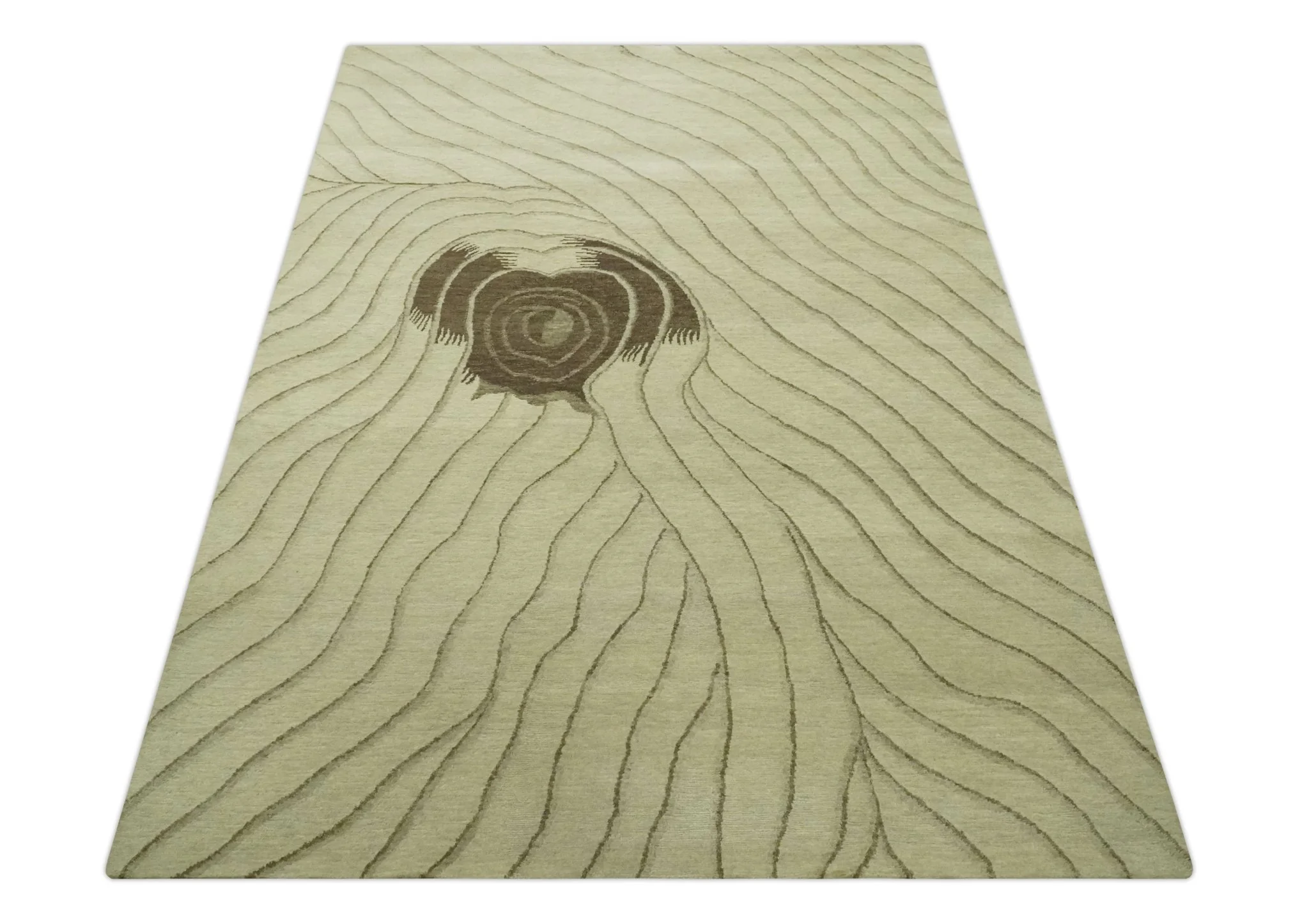 Modern Stripes Design Beige and Brown Hand loom 5.6x8 wool and art Silk Area Rug - Image 11