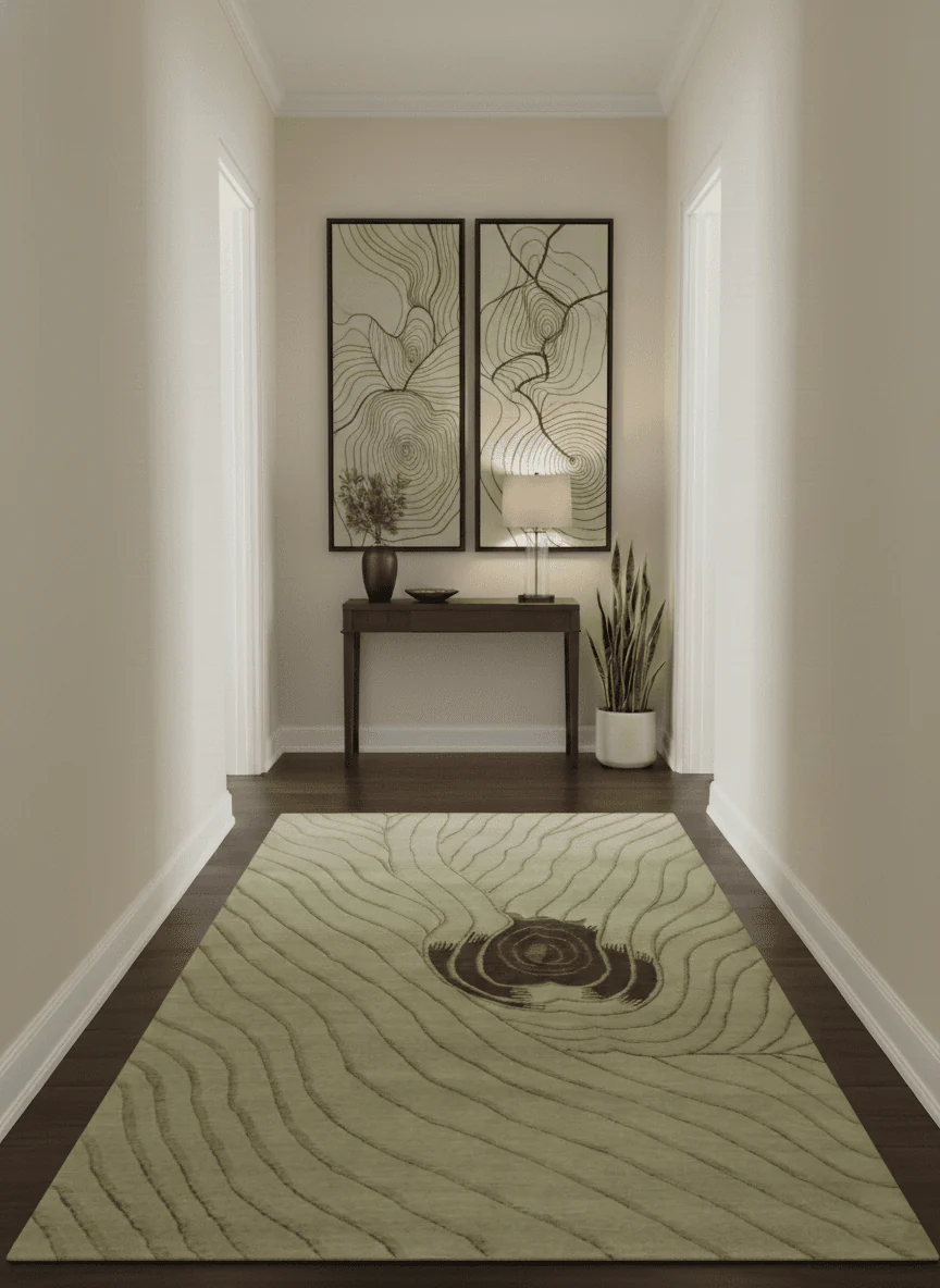 Modern Stripes Design Beige and Brown Hand loom 5.6x8 wool and art Silk Area Rug - Image 2