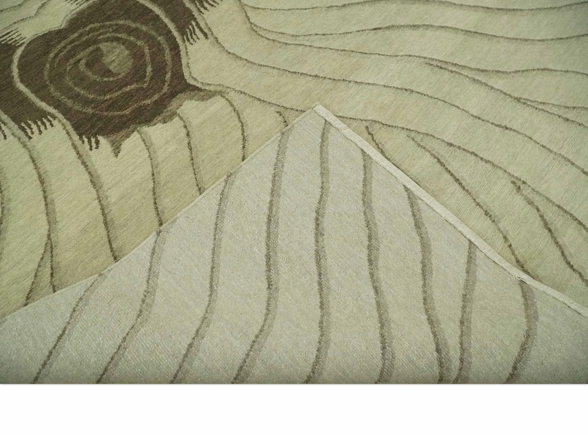 Modern Stripes Design Beige and Brown Hand loom 5.6x8 wool and art Silk Area Rug - Image 8